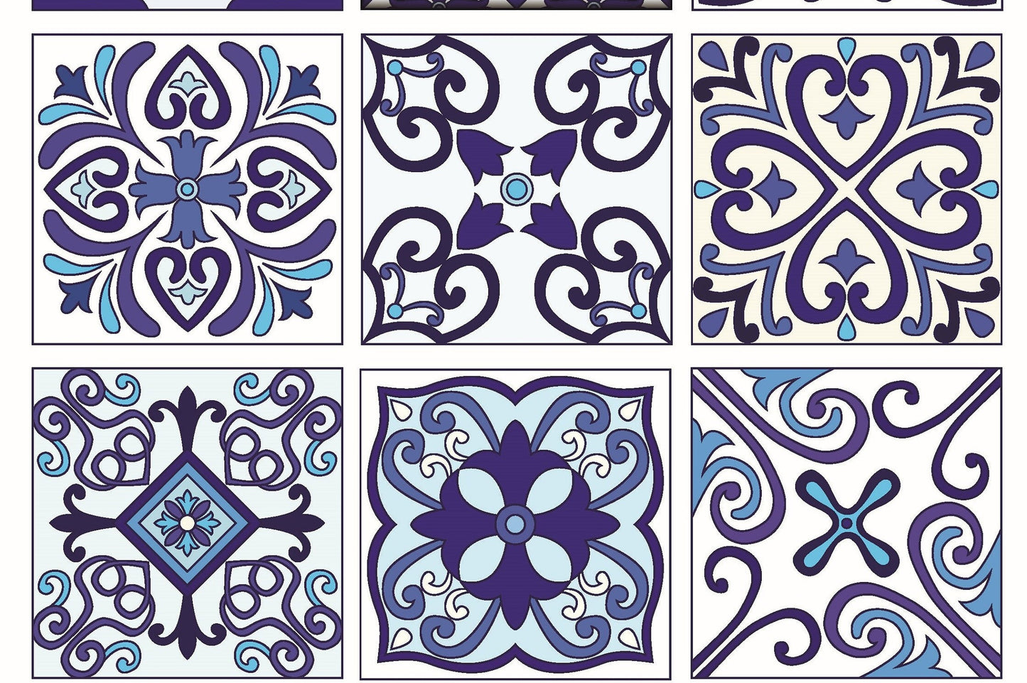 Authentic Pattern - Large Decoupage for Furniture - Rice Paper - Vintage Decoupage - Floral Decoupage Paper - Blue Tile