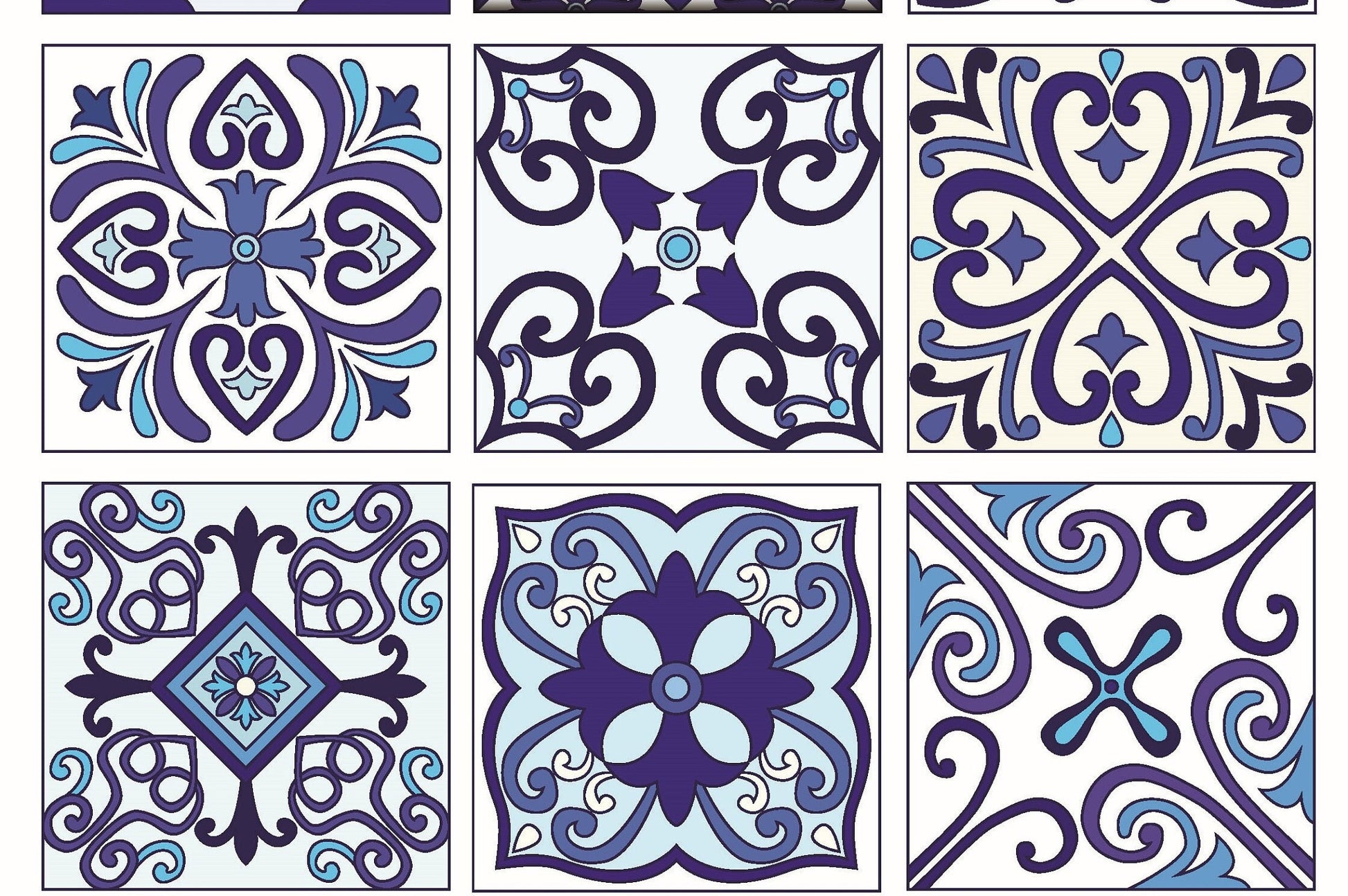 Authentic Pattern - Large Decoupage for Furniture - Rice Paper - Vintage Decoupage - Floral Decoupage Paper - Blue Tile