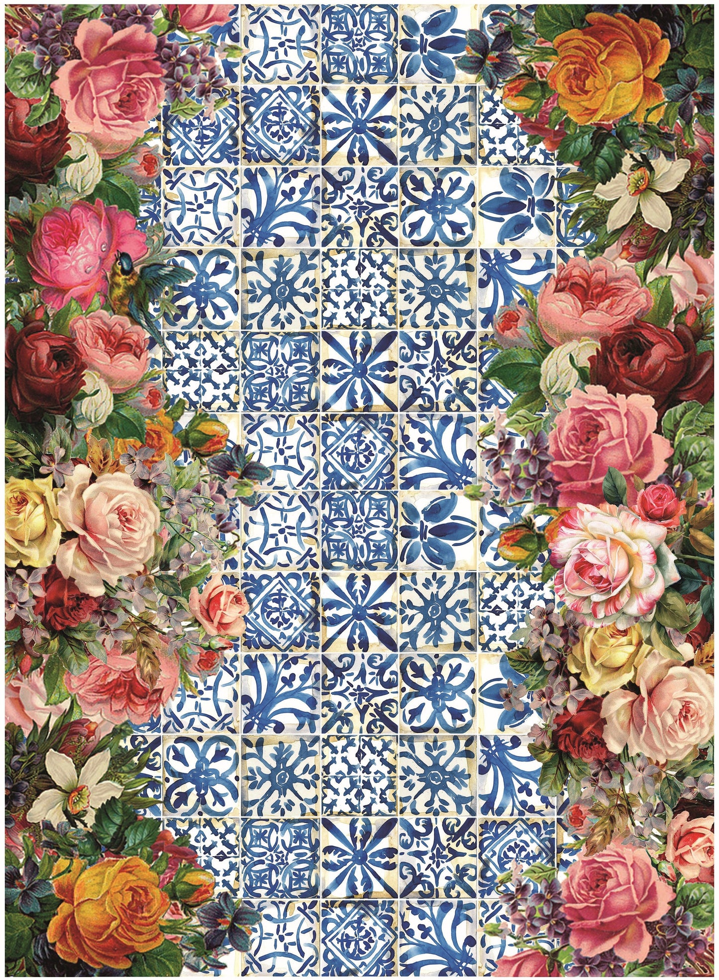 Authentic Pattern Roses - Large Decoupage for Furniture - Rice Paper - Vintage Decoupage - Decoupage Paper
