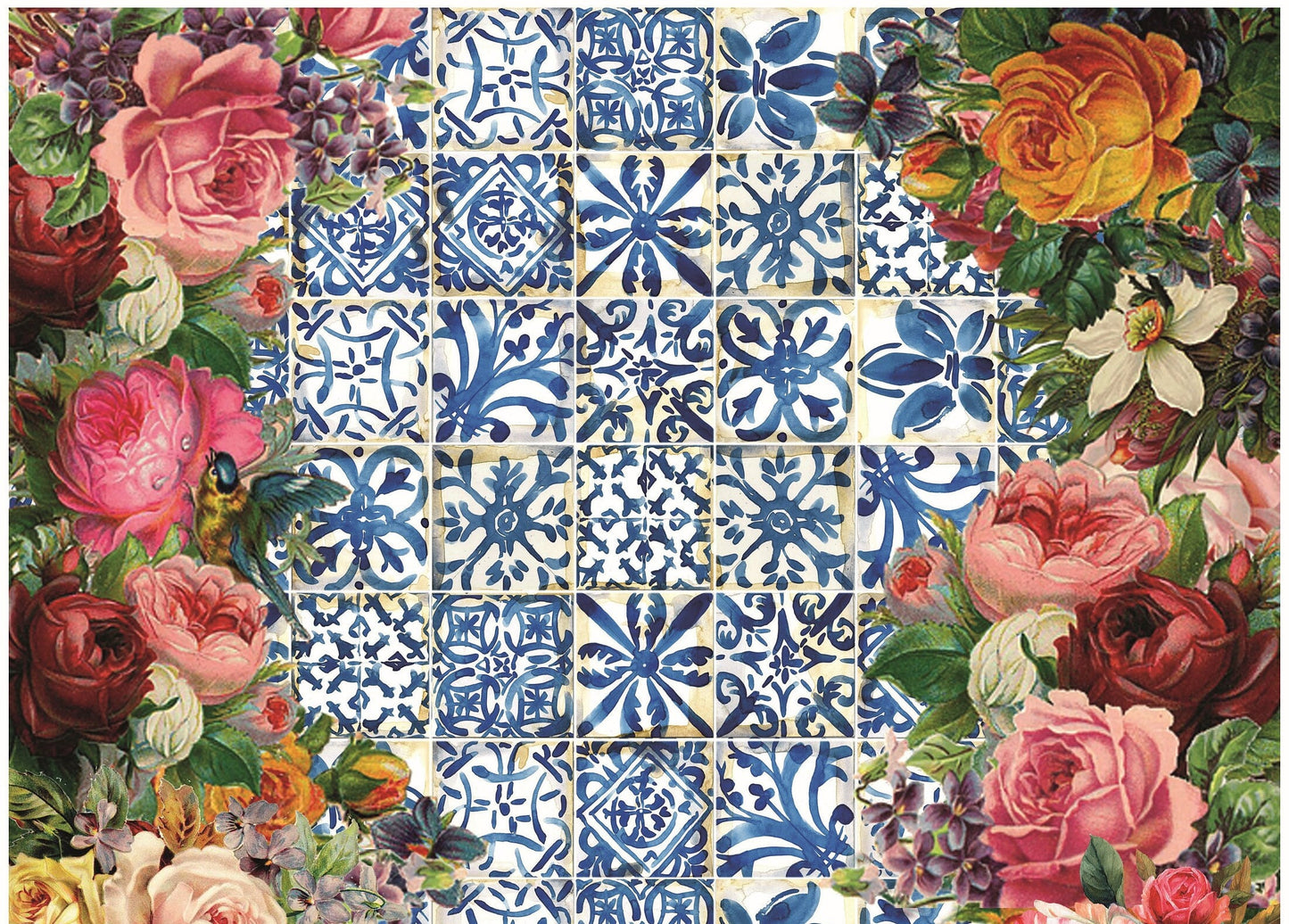 Authentic Pattern Roses - Large Decoupage for Furniture - Rice Paper - Vintage Decoupage - Decoupage Paper