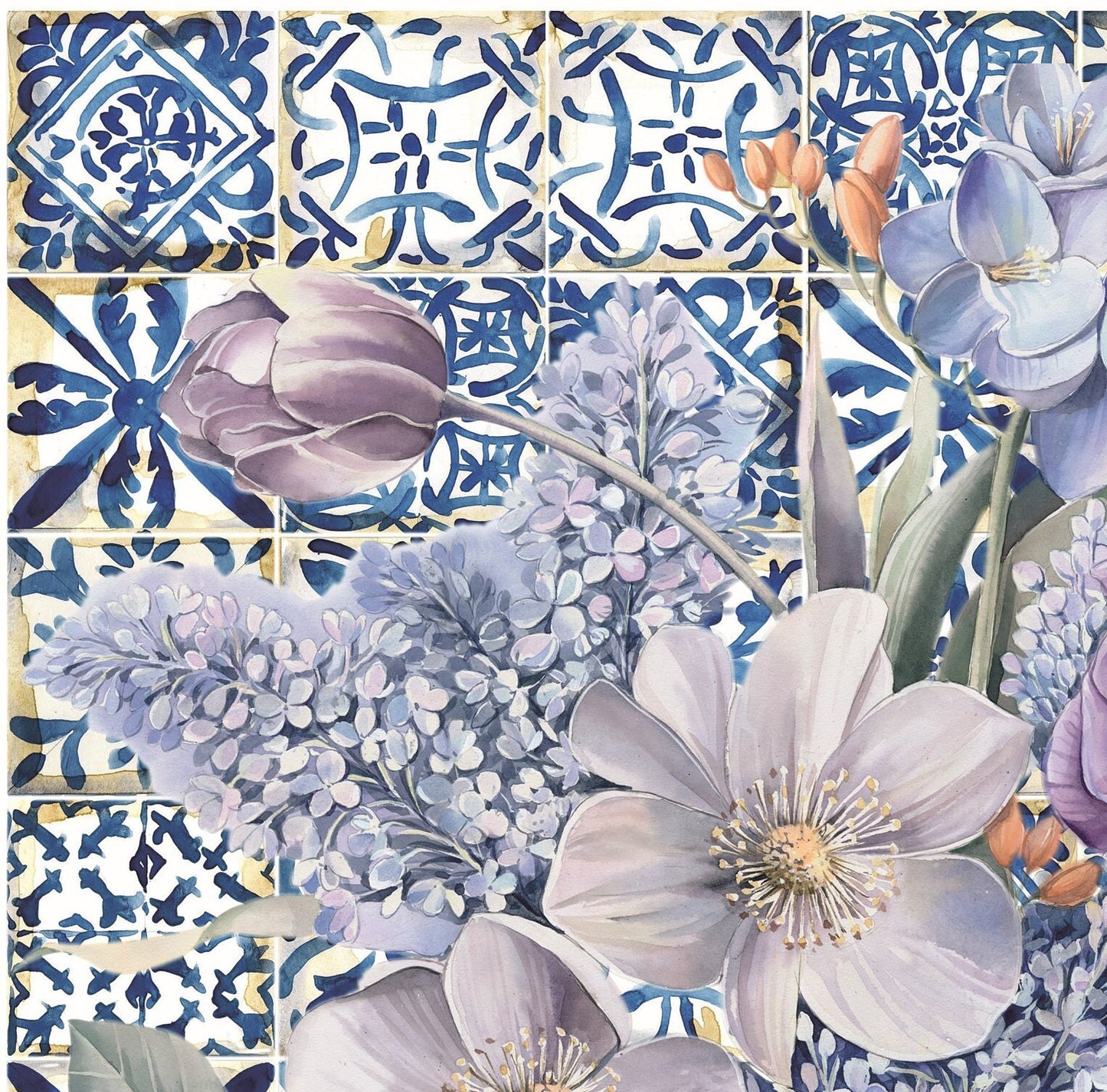 Authentic Pattern Flowers - Large Decoupage for Furniture - Rice Paper - Vintage Decoupage - Decoupage Paper