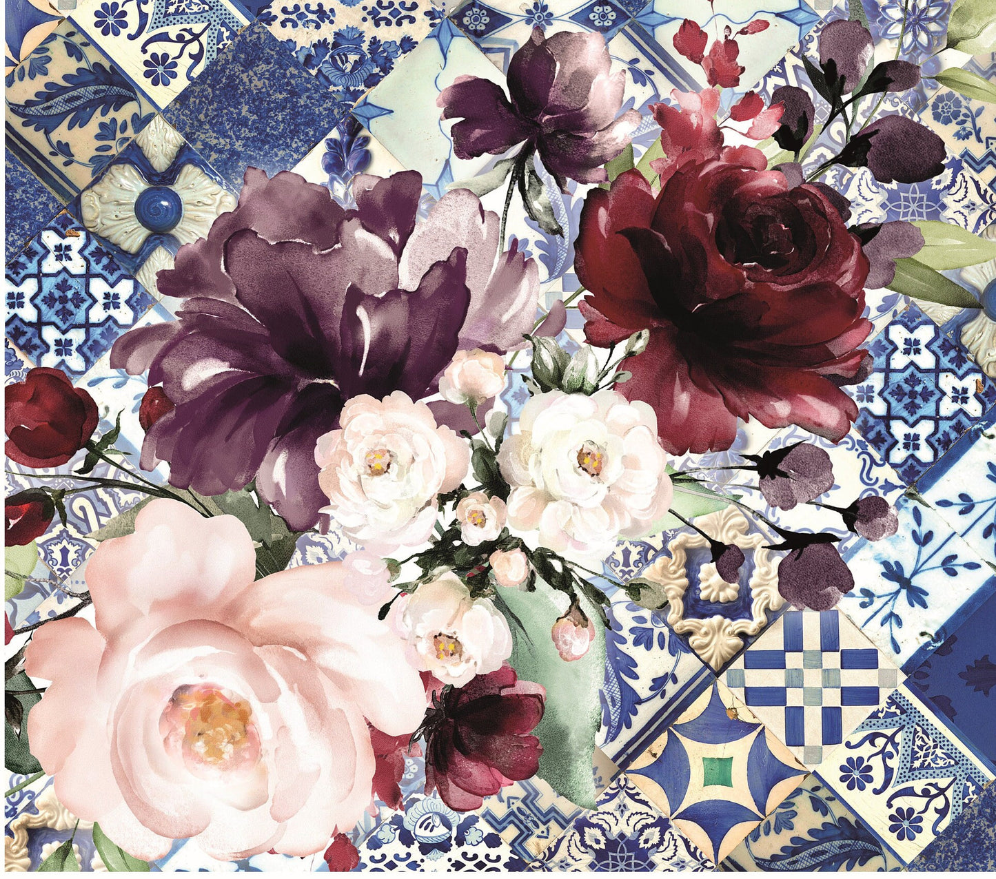 Authentic Pattern Flowers - Large Decoupage for Furniture - Rice Paper - Vintage Decoupage - Decoupage Paper