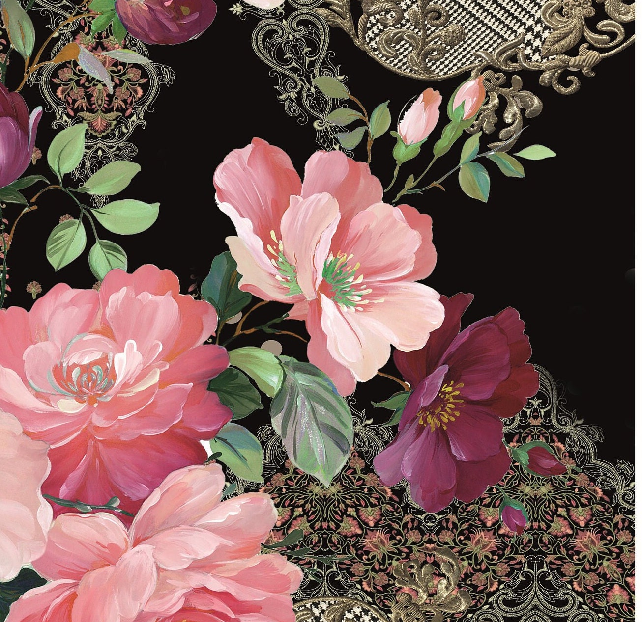 Authentic Pattern Flowers - Large Decoupage for Furniture - Rice Paper - Vintage Decoupage - Decoupage Paper