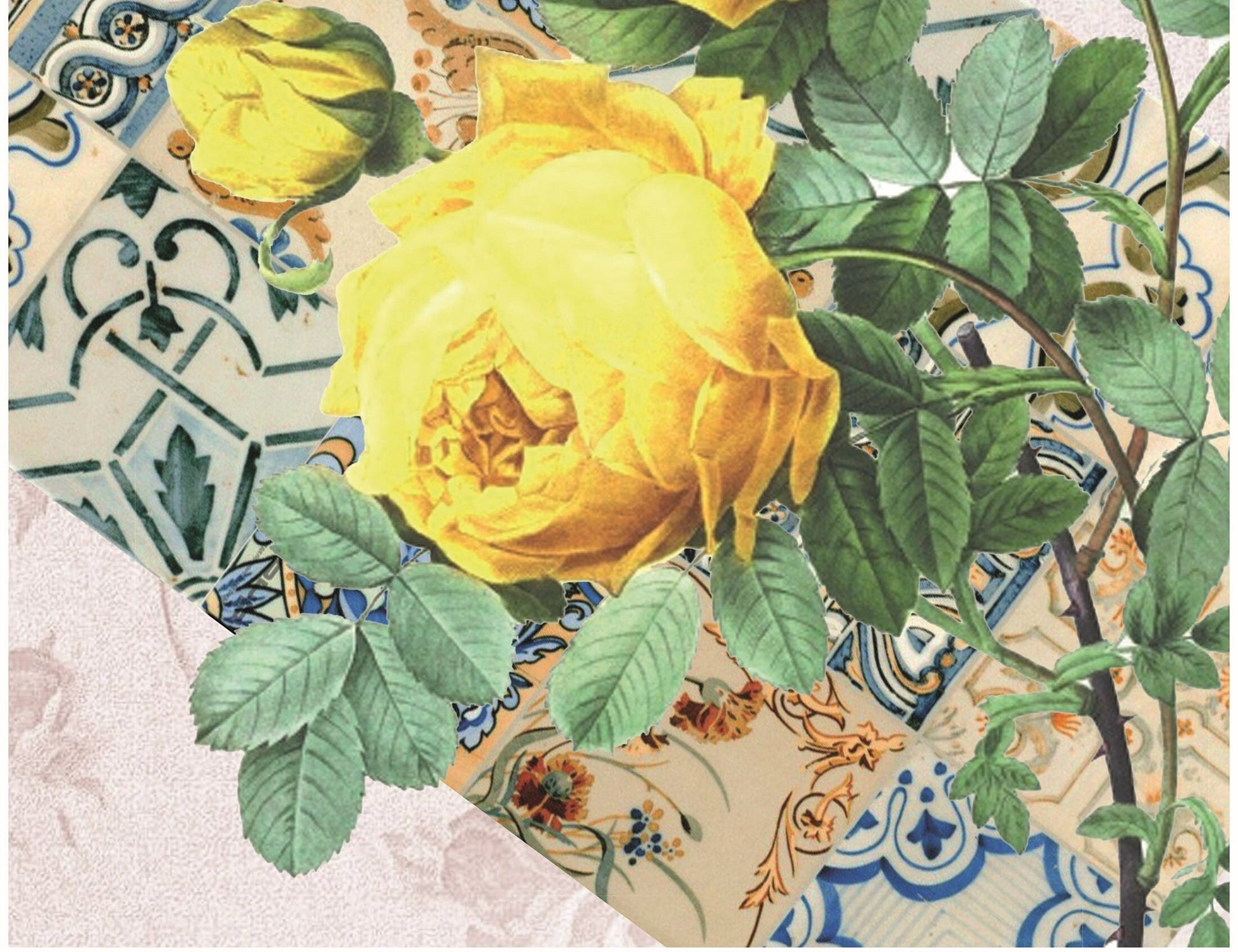 Authentic Pattern Yellow Roses - Large Decoupage for Furniture - Rice Paper - Vintage Decoupage - Decoupage Paper