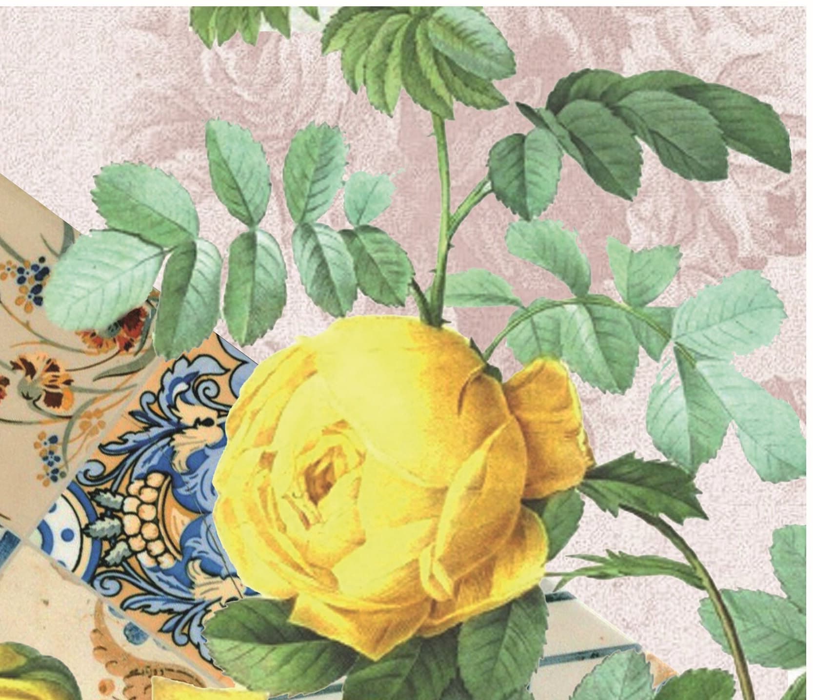 Authentic Pattern Yellow Roses - Large Decoupage for Furniture - Rice Paper - Vintage Decoupage - Decoupage Paper