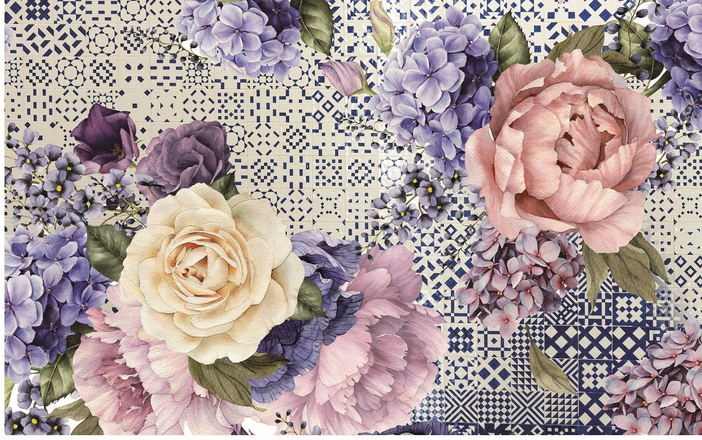 Authentic Pattern Whie Roses - Large Decoupage for Furniture - Rice Paper - Vintage Decoupage - Decoupage Paper - Shabby Chic