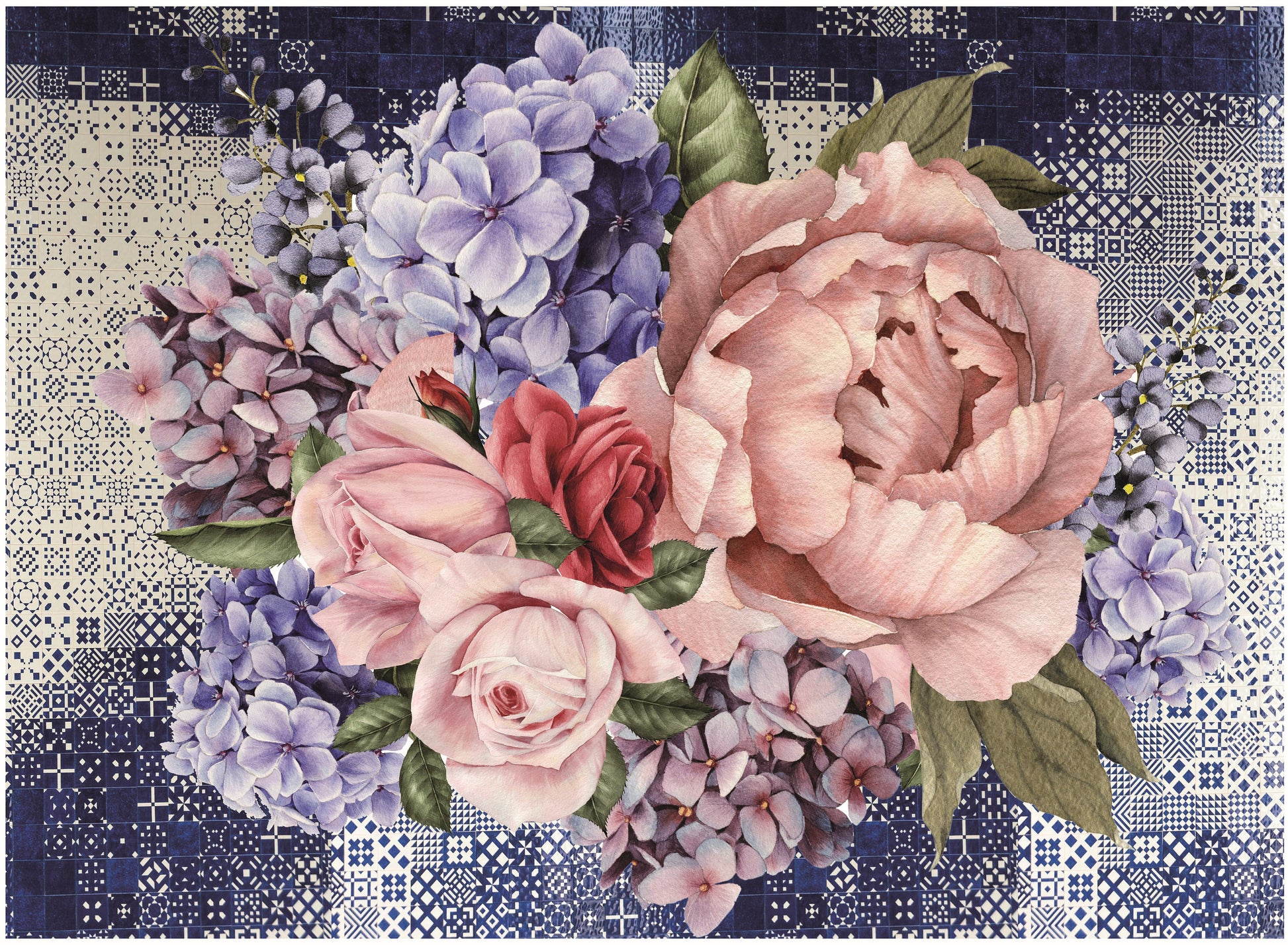 Pink Roses - Large Decoupage for Furniture - Rice Paper - Vintage Decoupage - Decoupage Paper - Shabby Chic