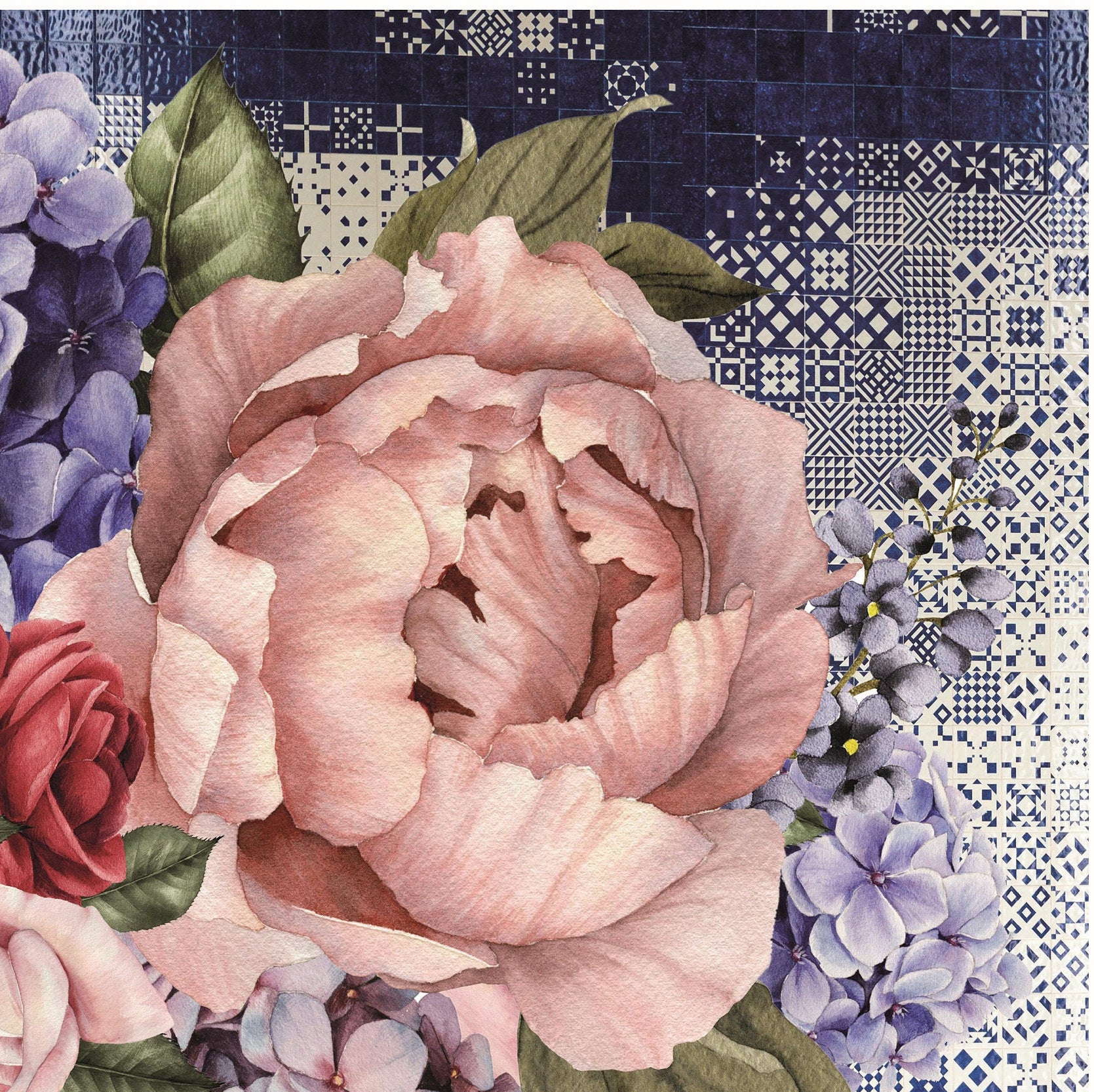 Pink Roses - Large Decoupage for Furniture - Rice Paper - Vintage Decoupage - Decoupage Paper - Shabby Chic