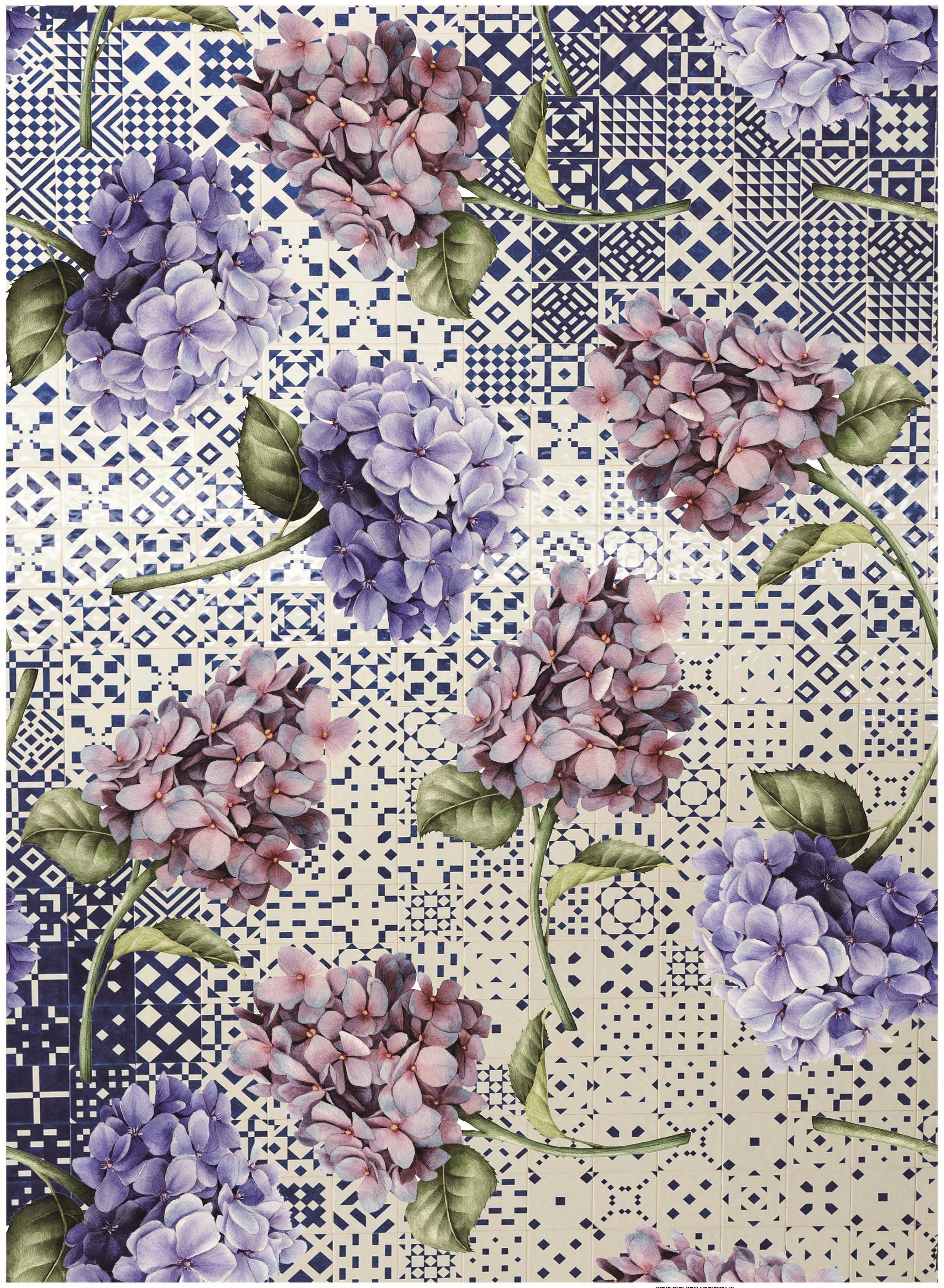 Authentic Pattern Hydrangea - Large Decoupage for Furniture - Rice Paper - Vintage Decoupage - Decoupage Paper - Shabby Chic
