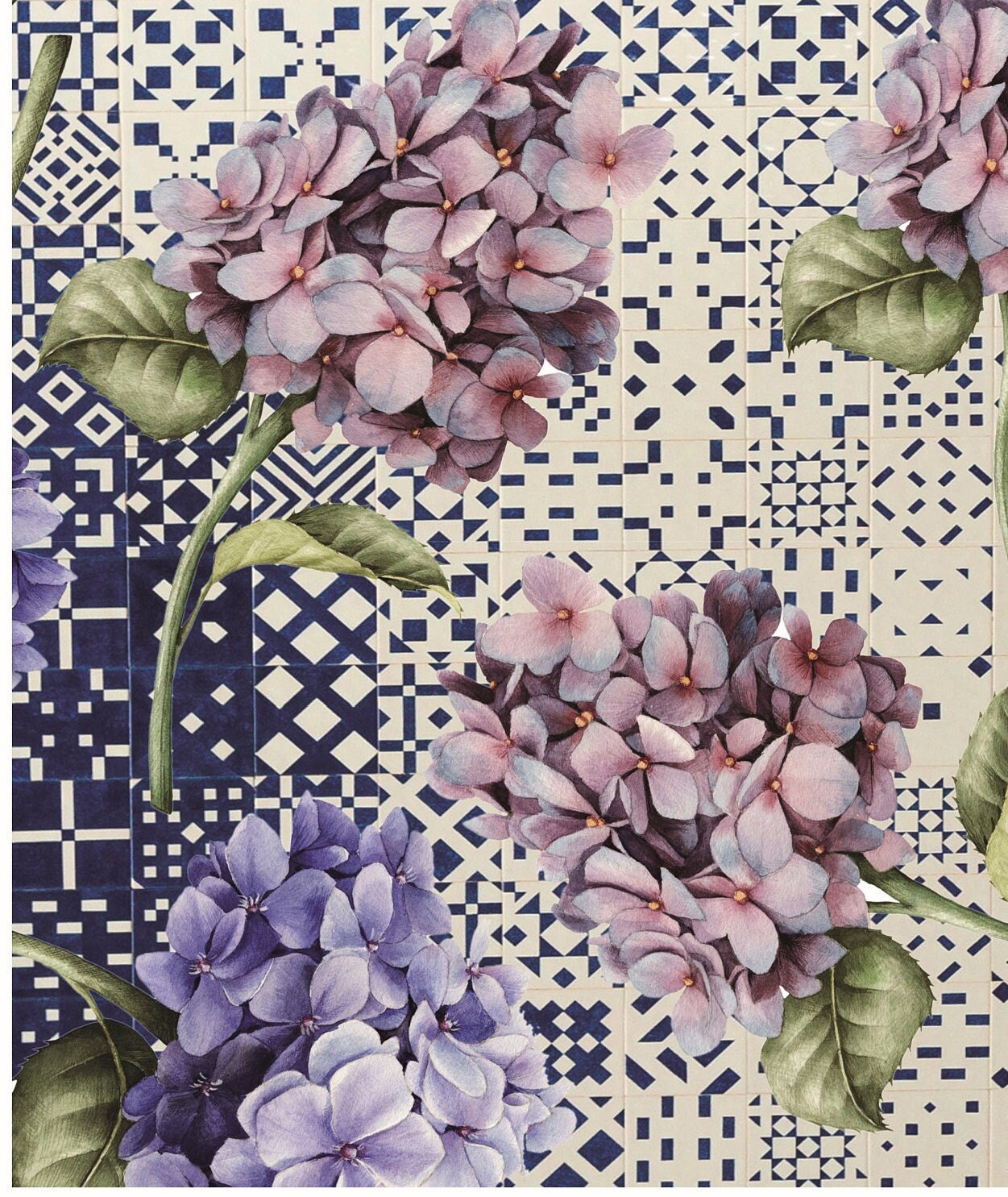Authentic Pattern Hydrangea - Large Decoupage for Furniture - Rice Paper - Vintage Decoupage - Decoupage Paper - Shabby Chic