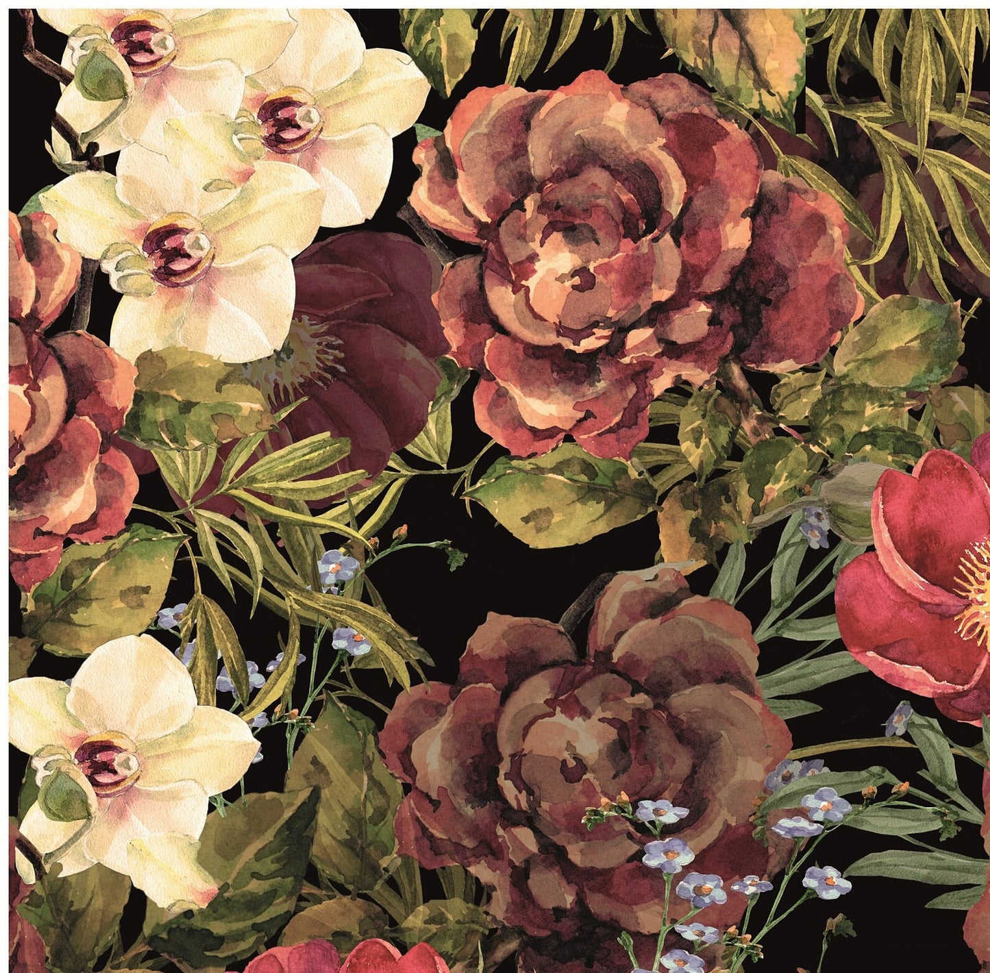 Dark Flowers - Large Decoupage for Furniture - Rice Paper - Vintage Decoupage - Decoupage Paper - Shabby Chic