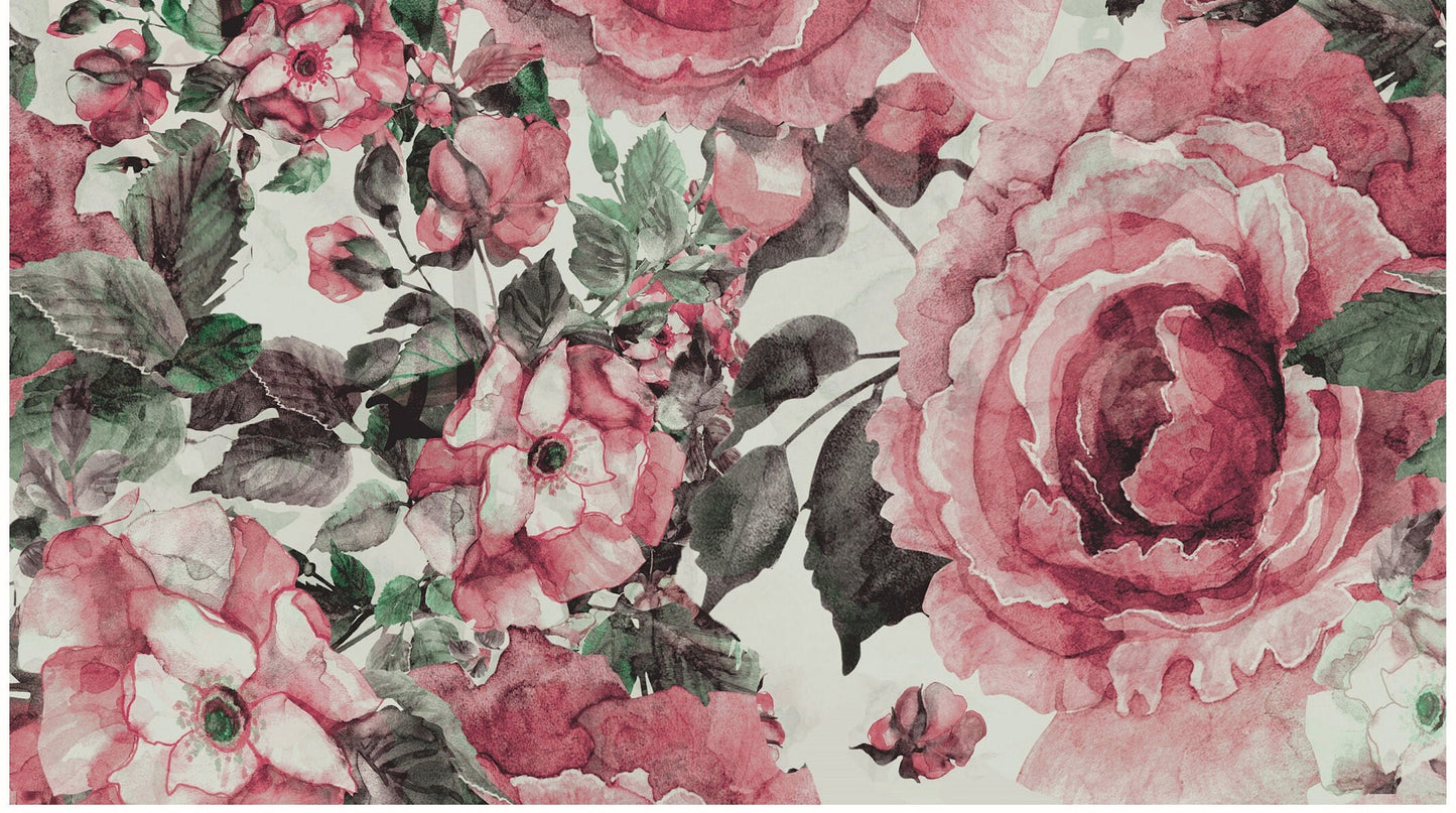Dark Pink Flowers - Large Decoupage for Furniture - Rice Paper - Vintage Decoupage - Decoupage Paper - Shabby Chic