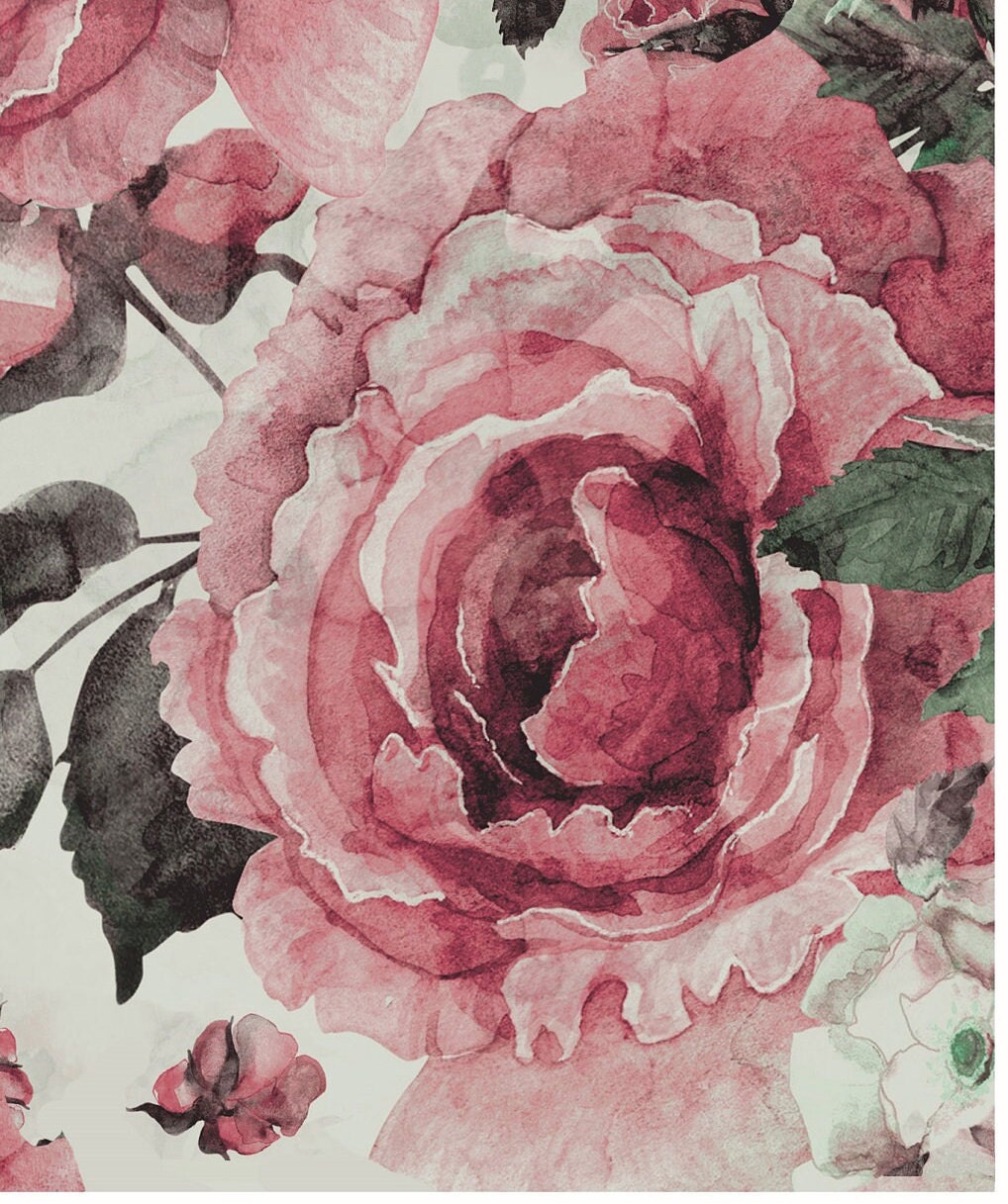 Dark Pink Flowers - Large Decoupage for Furniture - Rice Paper - Vintage Decoupage - Decoupage Paper - Shabby Chic