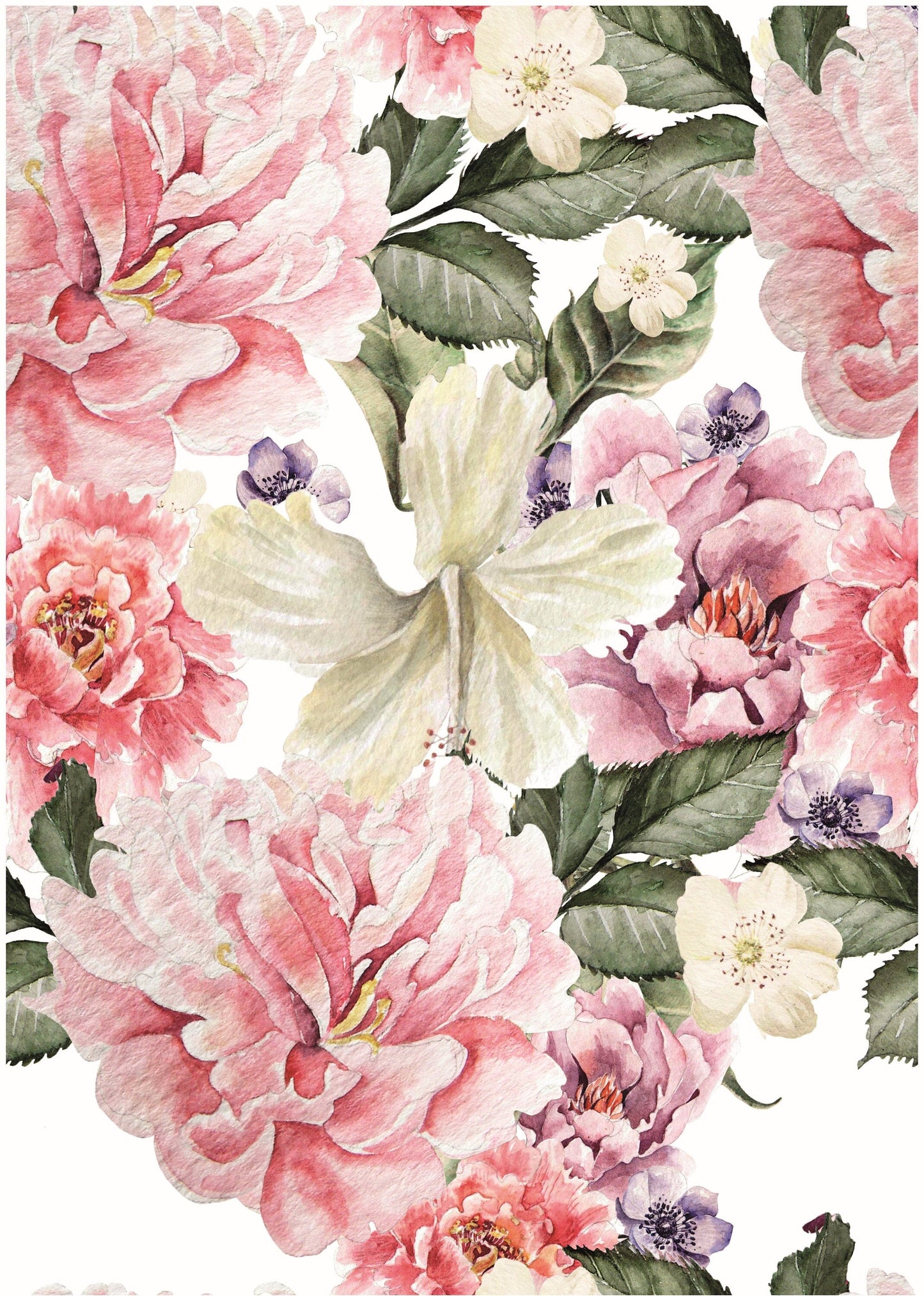 Shabby Chic Pink Purple Flowers - Large Decoupage for Furniture - Rice Paper - Vintage Decoupage - Decoupage Paper