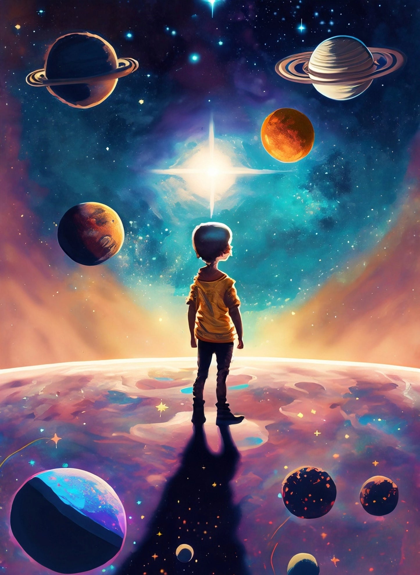 Large Decoupage Paper for Furniture - Rice Paper for Decoupage - Galactic Child - Decoupage Paper - Space Planets and Stars