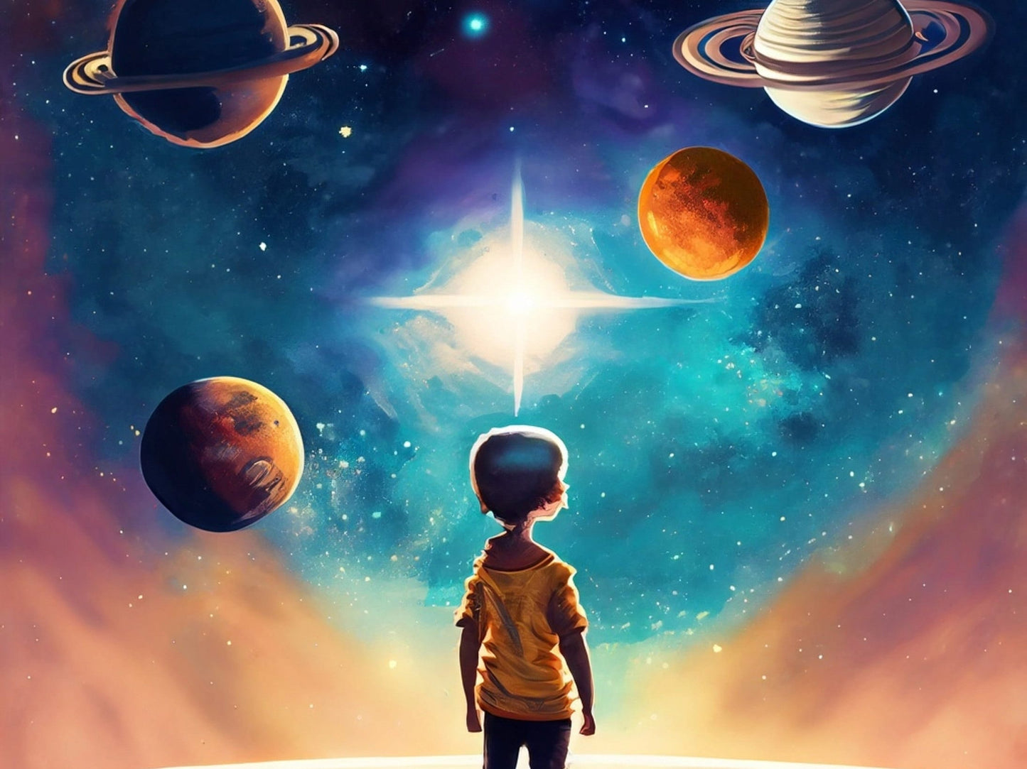 Large Decoupage Paper for Furniture - Rice Paper for Decoupage - Galactic Child - Decoupage Paper - Space Planets and Stars