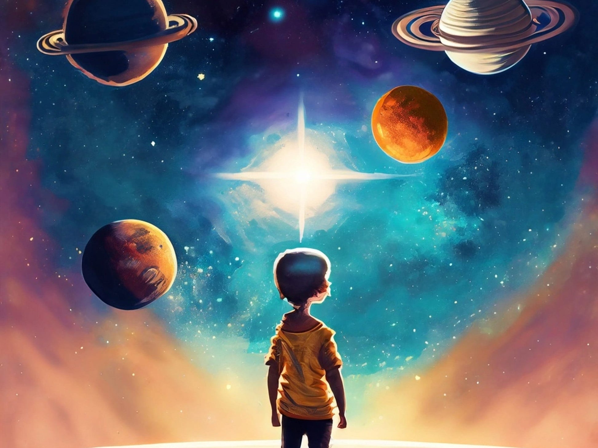 Large Decoupage Paper for Furniture - Rice Paper for Decoupage - Galactic Child - Decoupage Paper - Space Planets and Stars