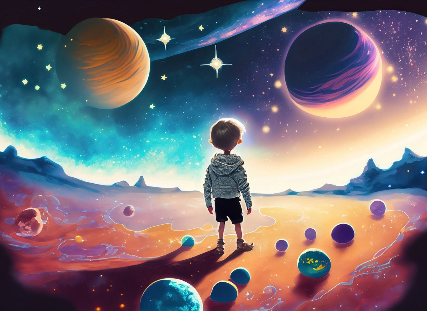 Large Decoupage Paper for Furniture - Rice Paper for Decoupage - Galactic Child - Decoupage Paper - Space Planets and Stars