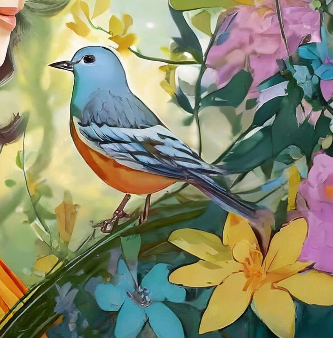 Large Decoupage Paper for Furniture - Rice Paper for Decoupage - Woman - Birds - Floral Decoupage Paper - Flowers