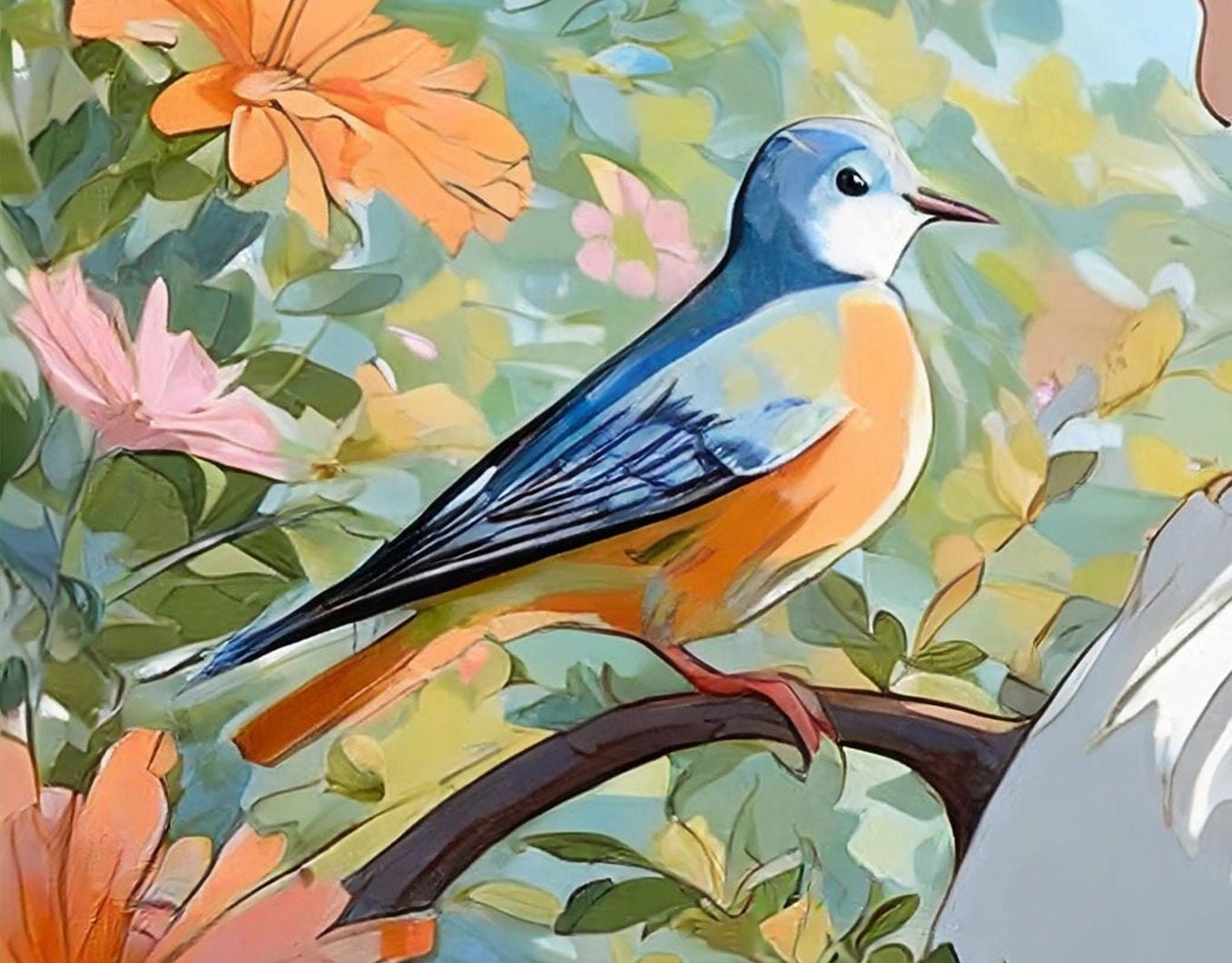Large Decoupage Paper for Furniture - Rice Paper for Decoupage - Woman - Birds - Floral Decoupage Paper - Flowers