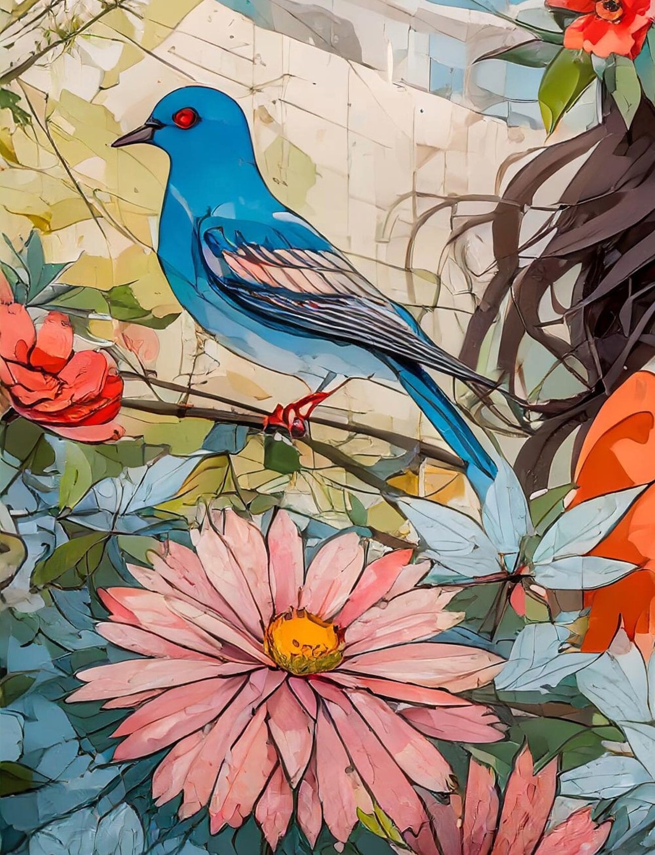 Large Decoupage Paper for Furniture - Rice Paper for Decoupage - Woman - Birds - Floral Decoupage Paper - Flowers