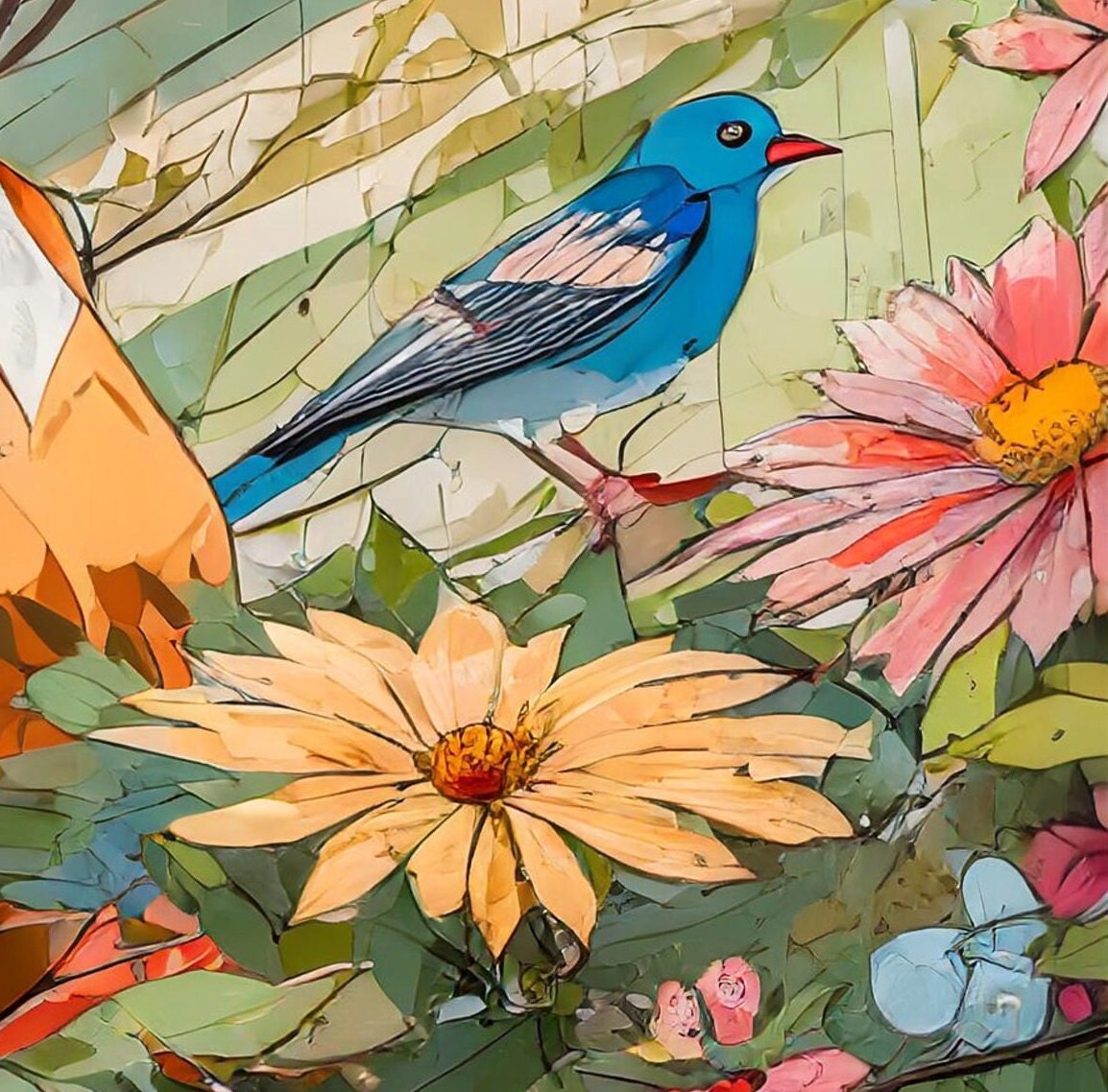 Large Decoupage Paper for Furniture - Rice Paper for Decoupage - Woman - Birds - Floral Decoupage Paper - Flowers