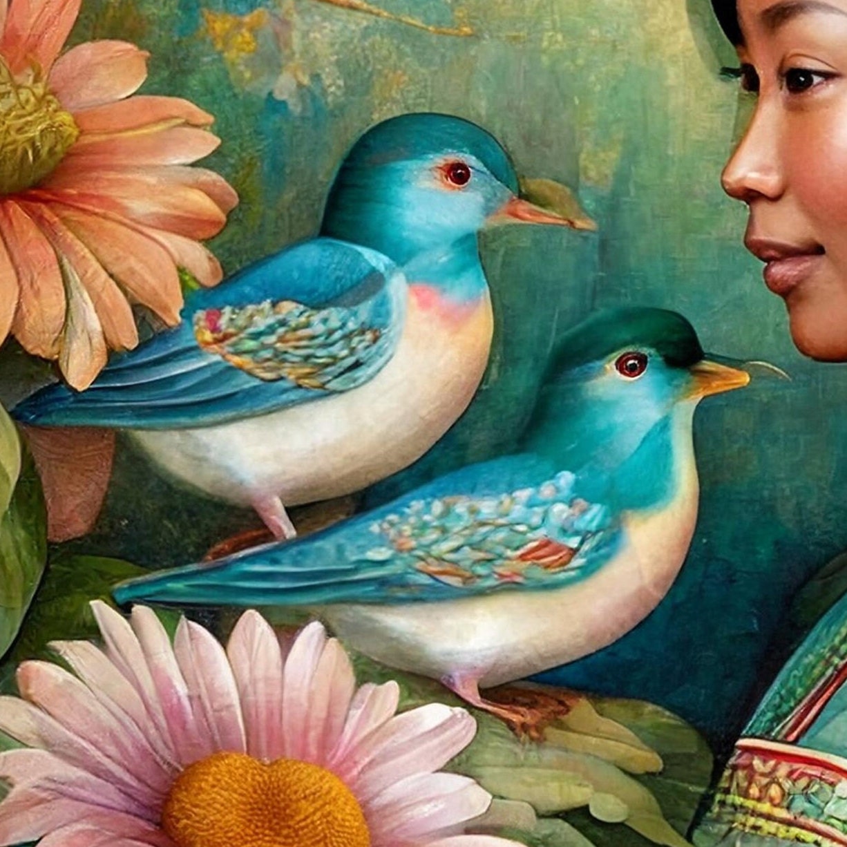 Large Decoupage Paper for Furniture - Rice Paper for Decoupage - Woman - Birds - Floral Decoupage Paper - Jungle