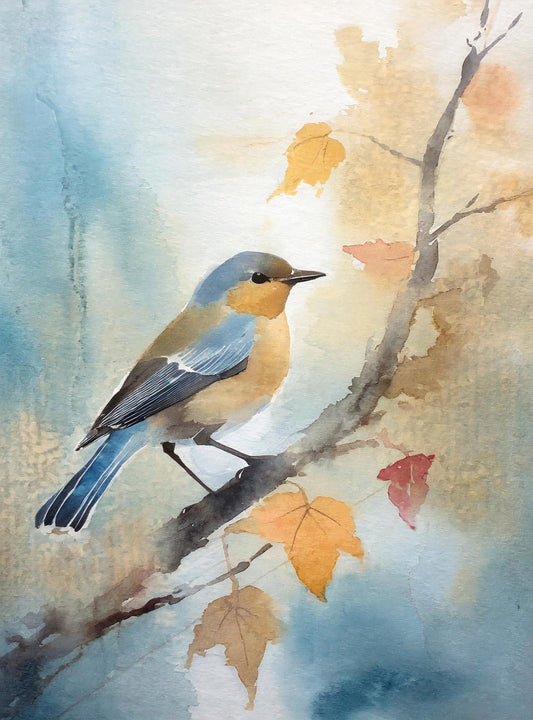 Large Decoupage Paper for Furniture - Rice Paper - Watercolor Autumn - Decoupage Paper - Bird Decoupage
