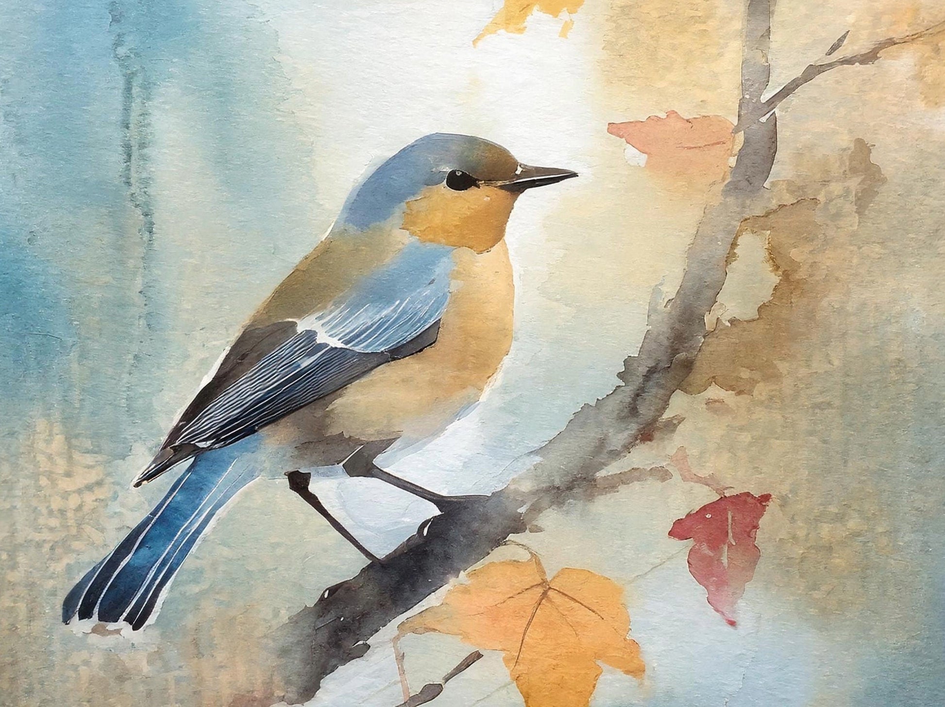 Large Decoupage Paper for Furniture - Rice Paper - Watercolor Autumn - Decoupage Paper - Bird Decoupage