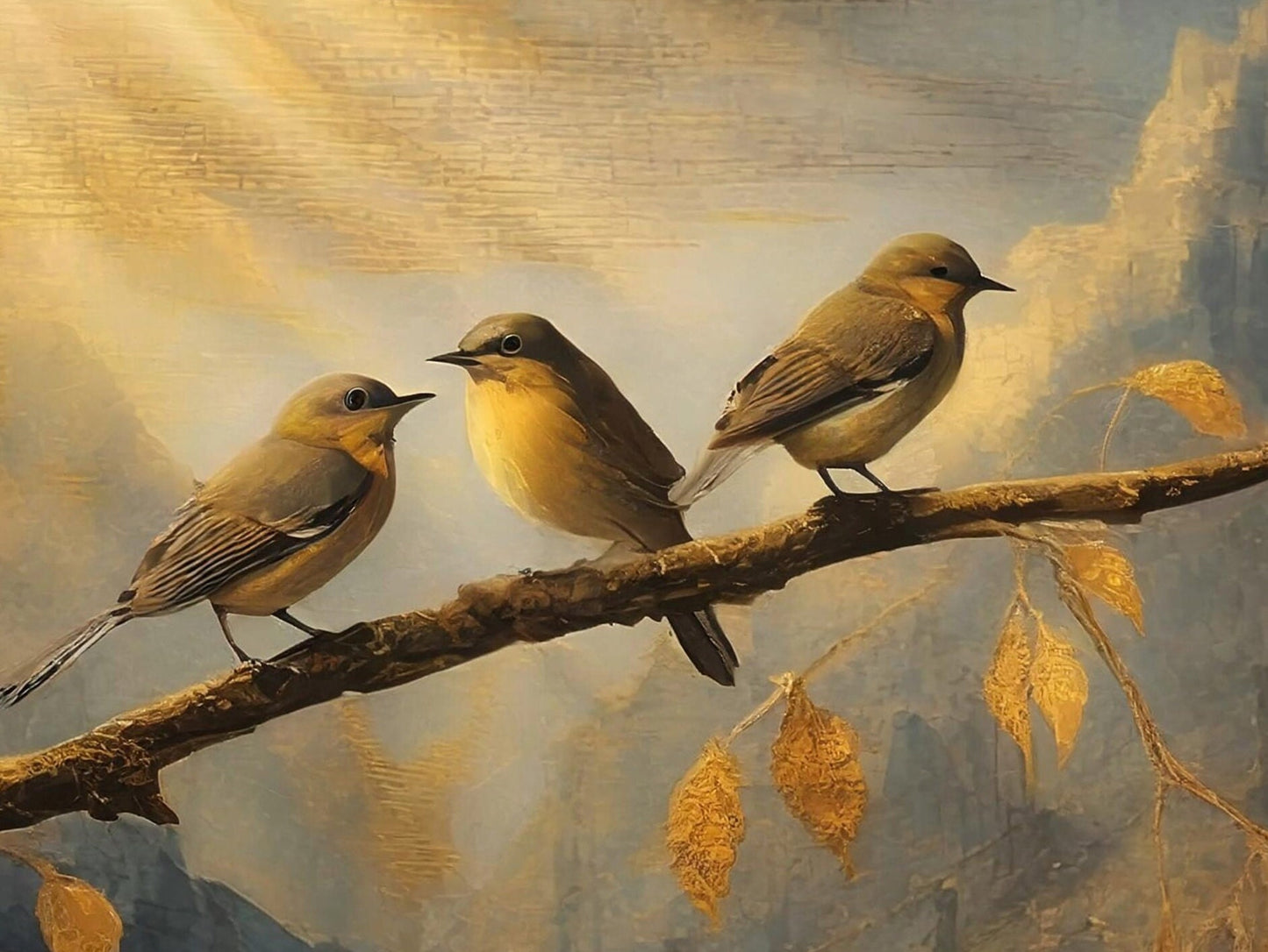 Golden Autumn Bird Rice Paper – Large Decoupage Paper for Furniture