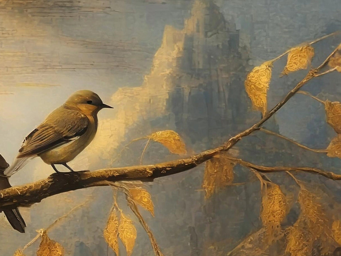 Golden Autumn Bird Rice Paper – Large Decoupage Paper for Furniture
