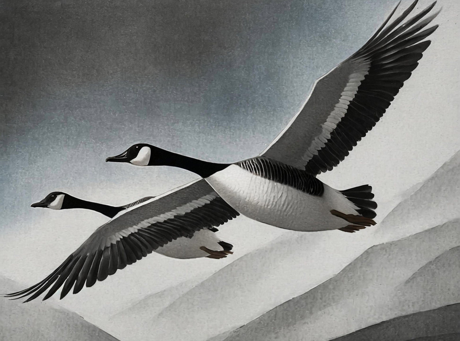 Flying Goose - Large Decoupage Paper for Furniture - Rice Paper - Decoupage Paper - Monochrome
