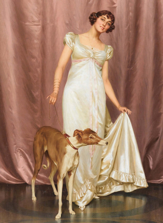 Victorian Lady with Dog - Large Decoupage Paper for Furniture - Vintage Decoupage - Rice Paper - Decoupage Paper