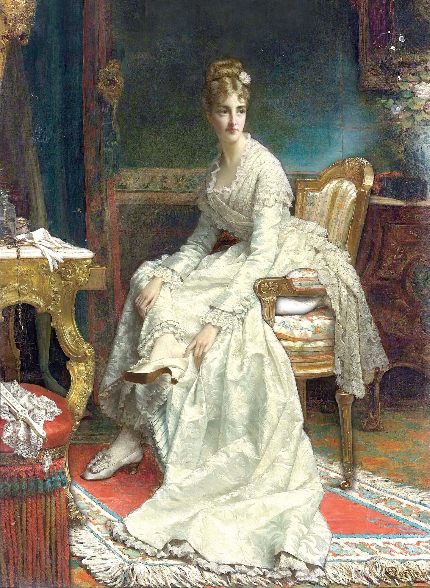 Victorian Lady Mirror - Large Decoupage Paper for Furniture - Vintage Decoupage - Rice Paper - Decoupage Paper