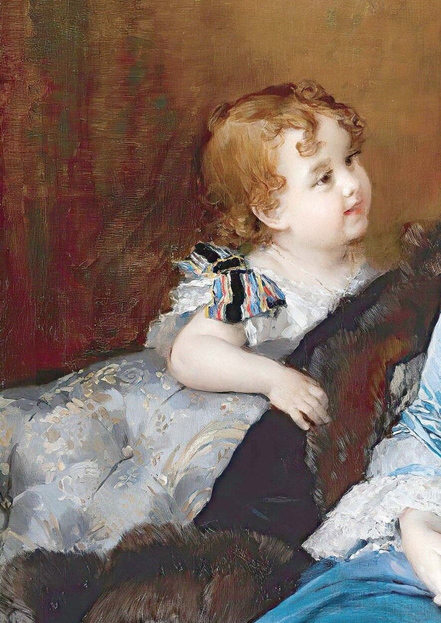 Victorian Era Mother & Child - Large Decoupage Paper for Furniture - Vintage Decoupage - Rice Paper - Decoupage Paper
