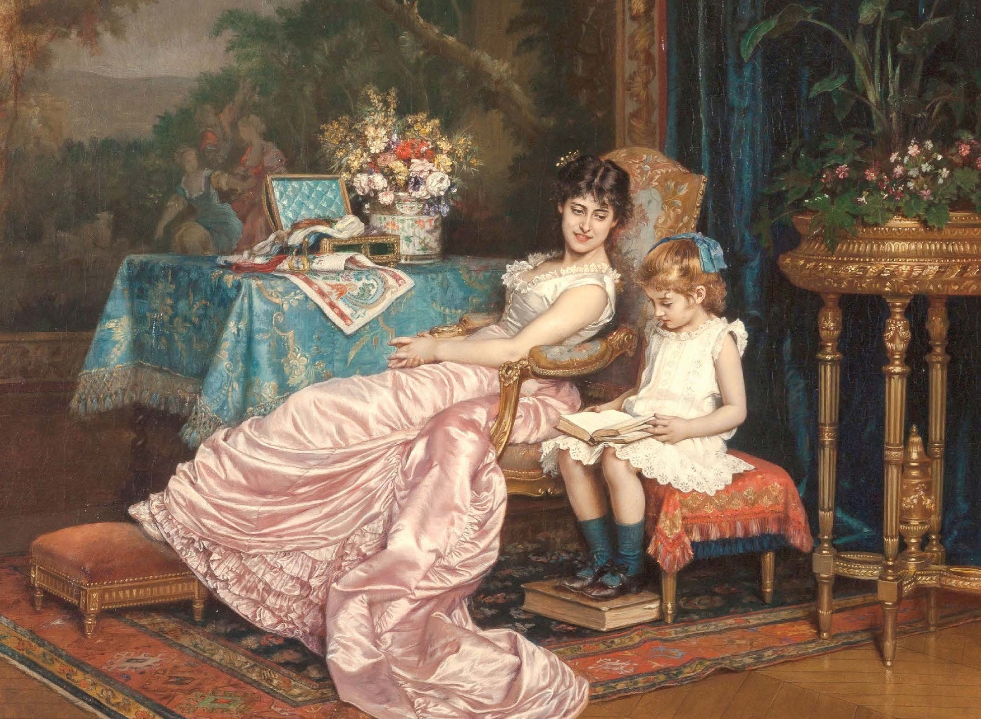 Victorian Era Mother & Child - Large Decoupage Paper for Furniture - Vintage Decoupage - Rice Paper - Decoupage Paper