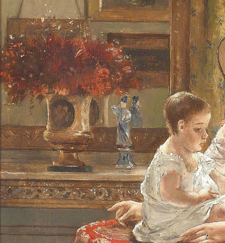 Victorian Era Mother & Child - Large Decoupage Paper for Furniture - Vintage Decoupage - Rice Paper - Decoupage Paper
