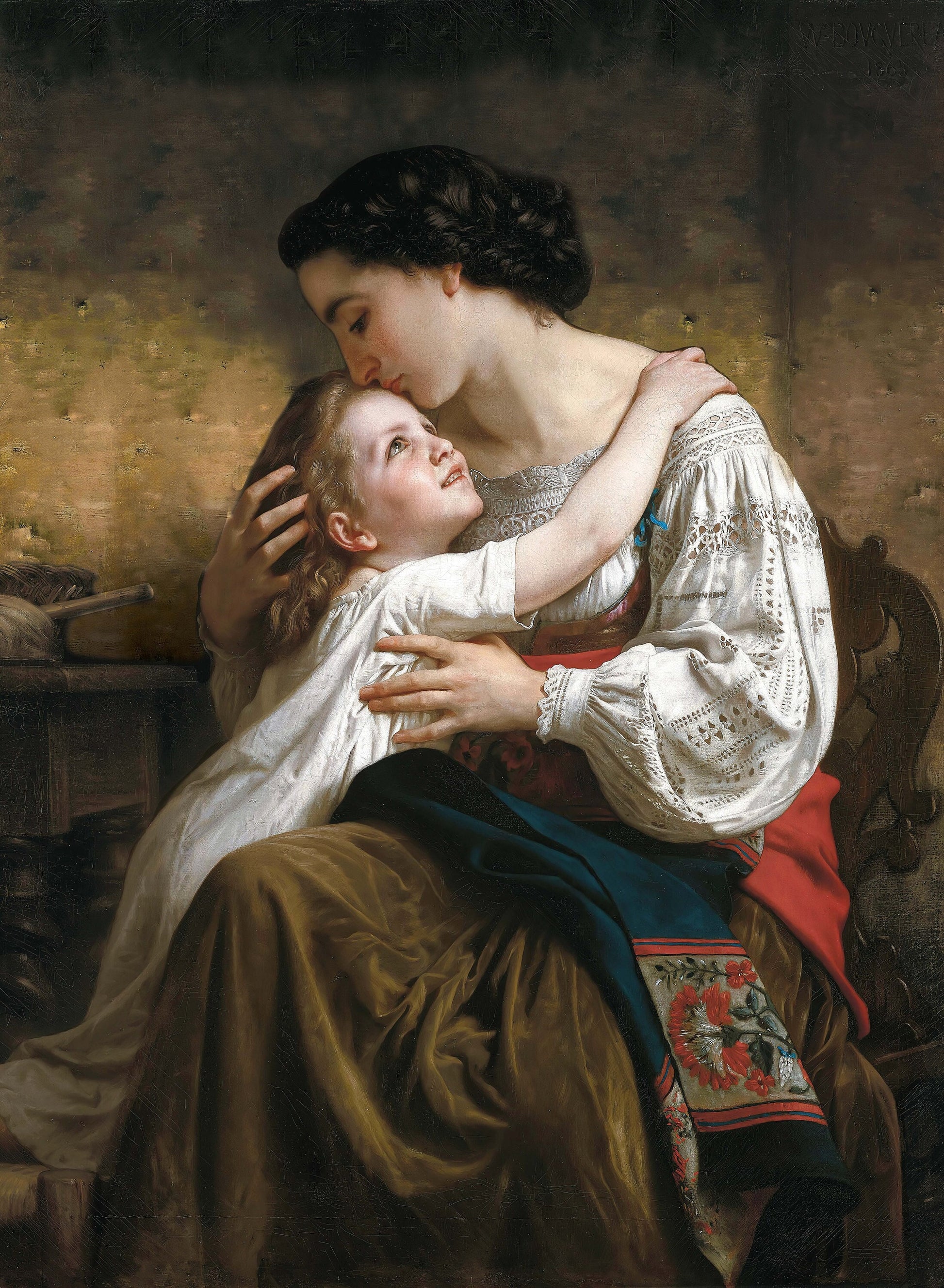Victorian Era Mother & Child - Large Decoupage Paper for Furniture - Vintage Decoupage - Rice Paper - Decoupage Paper
