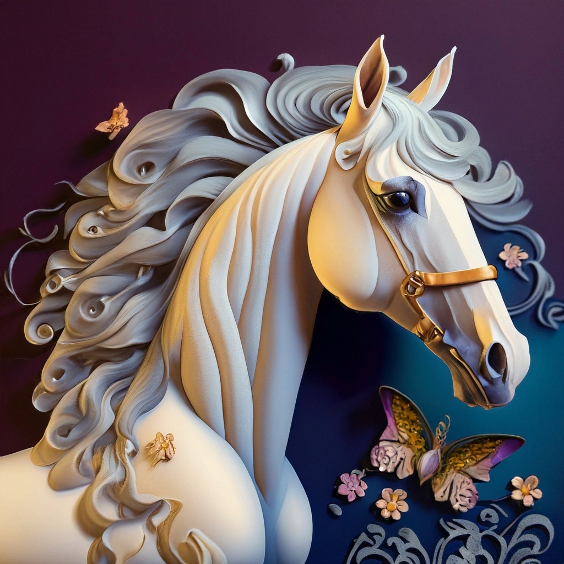 Decoupage Paper for Furniture - Rice Paper - Decoupage Paper - White Horse - Butterfly