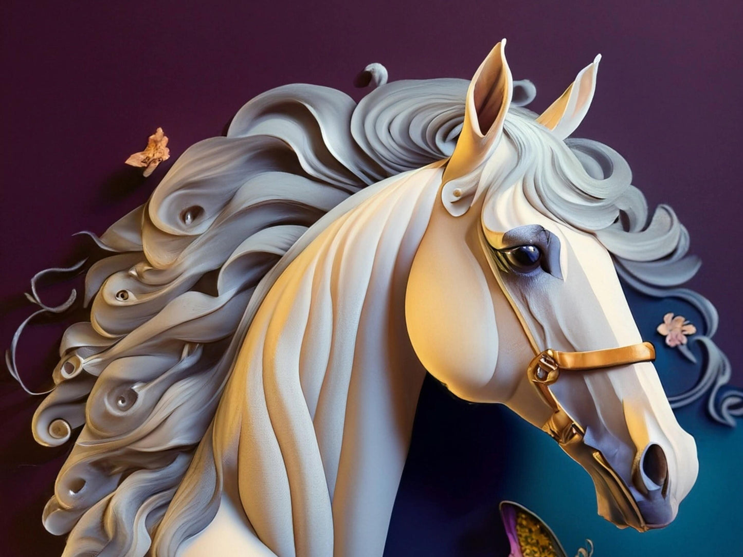 Decoupage Paper for Furniture - Rice Paper - Decoupage Paper - White Horse - Butterfly