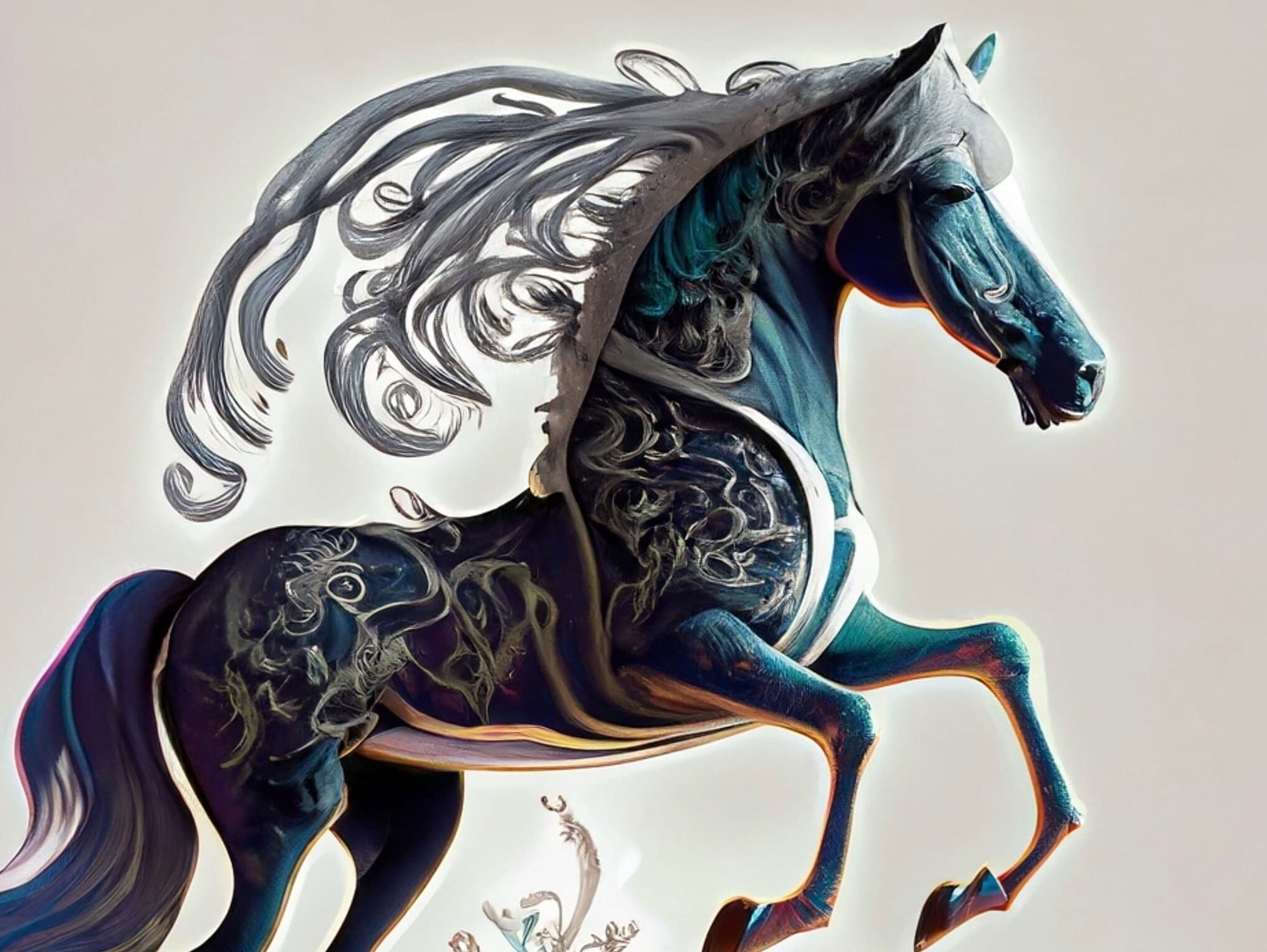 Black Horse - Large Decoupage Paper for Furniture - Rice Paper - Decoupage Paper - Galloper