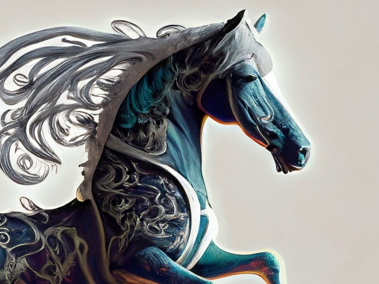 Black Horse - Large Decoupage Paper for Furniture - Rice Paper - Decoupage Paper - Galloper
