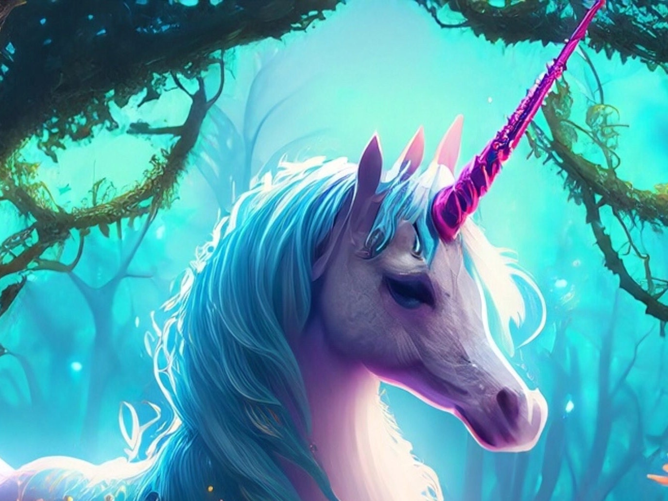 Unicorn - Large Decoupage Paper for Furniture - Rice Paper - Decoupage Paper - Cyberpunk Horse
