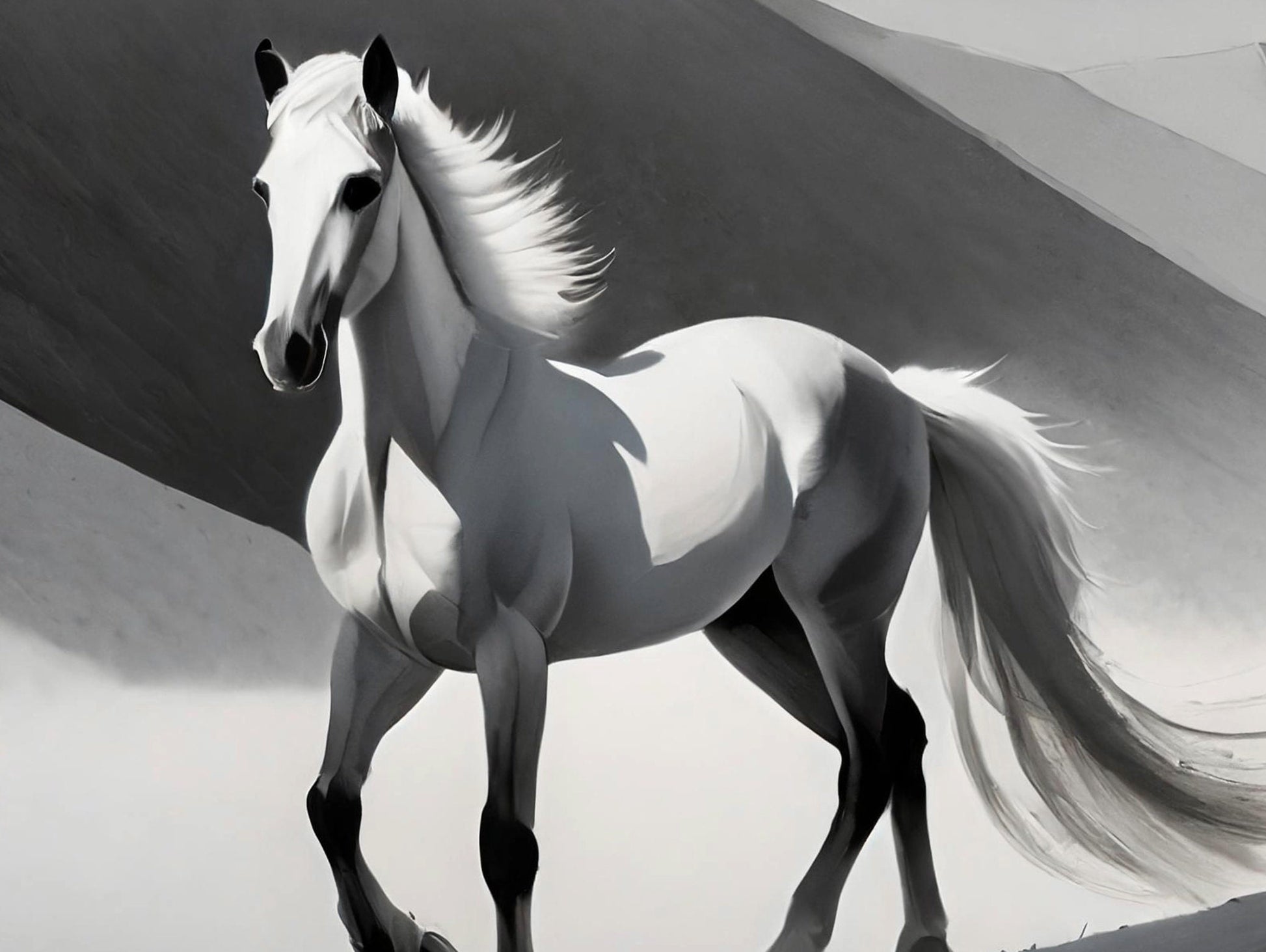 White Horse - Large Decoupage Paper for Furniture - Rice Paper - Decoupage Paper - Galloper