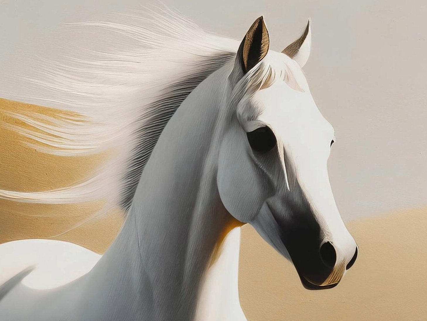 White Horse - Large Decoupage Paper for Furniture - Rice Paper - Decoupage Paper - Minimal Decoupage