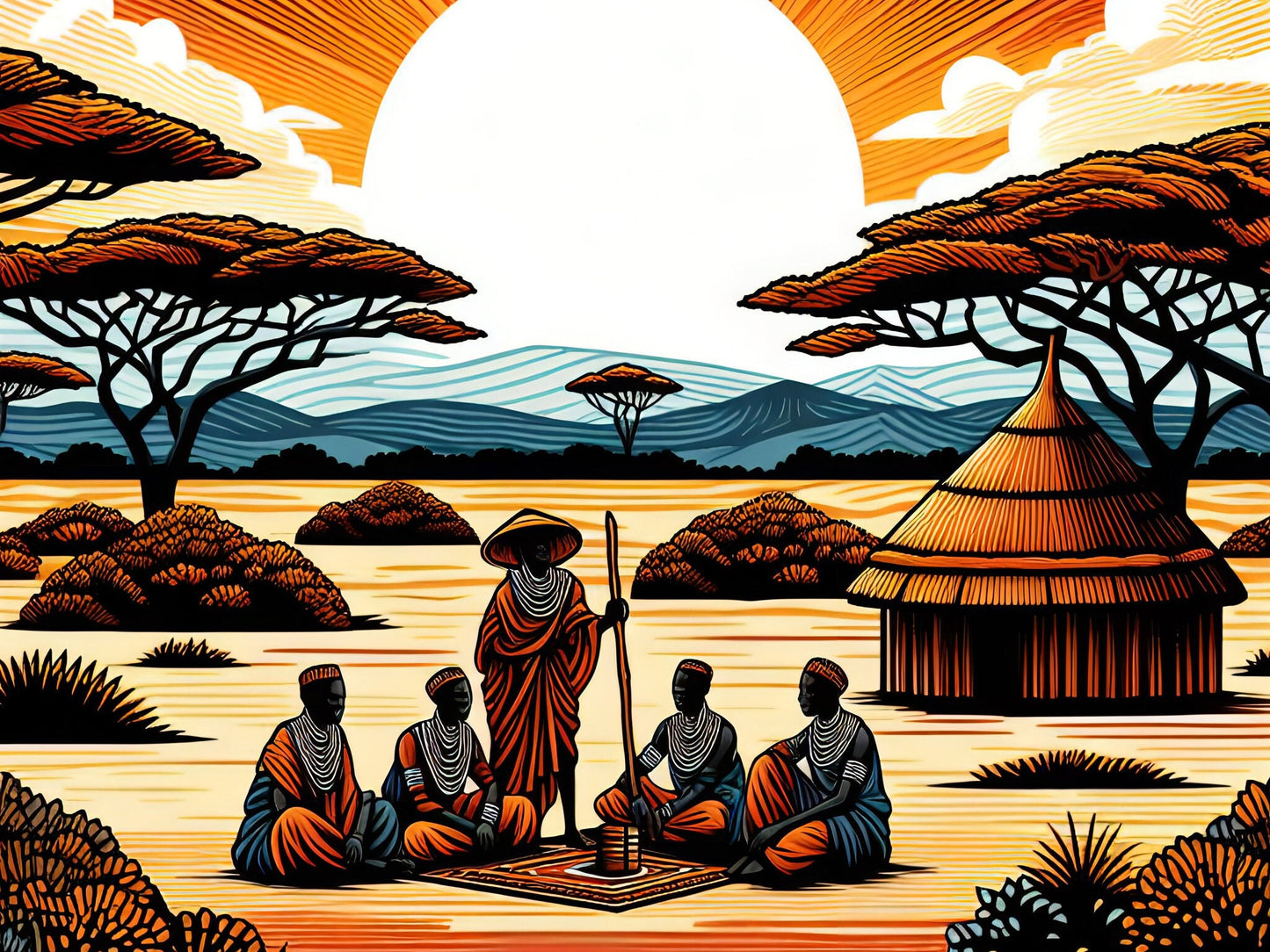African Tribe - Decoupage Paper for Furniture - Rice Paper Decoupage - Large Decoupage Paper - Sun