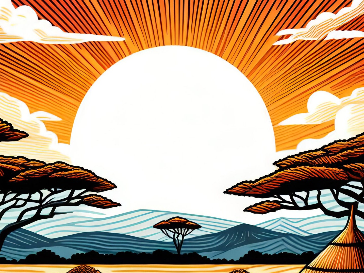 African Tribe - Decoupage Paper for Furniture - Rice Paper Decoupage - Large Decoupage Paper - Sun