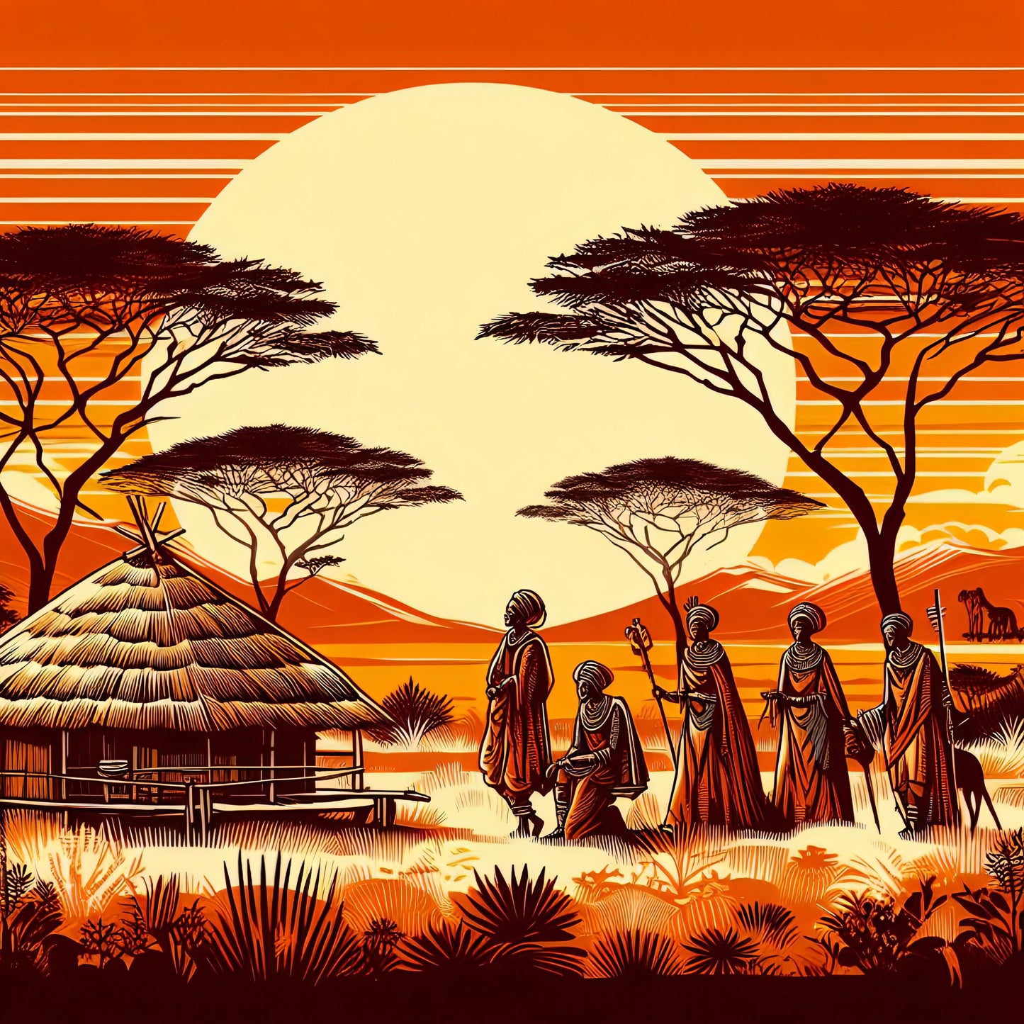 African Tribe - Decoupage Paper for Furniture - Rice Paper Decoupage - Large Decoupage Paper - Sun