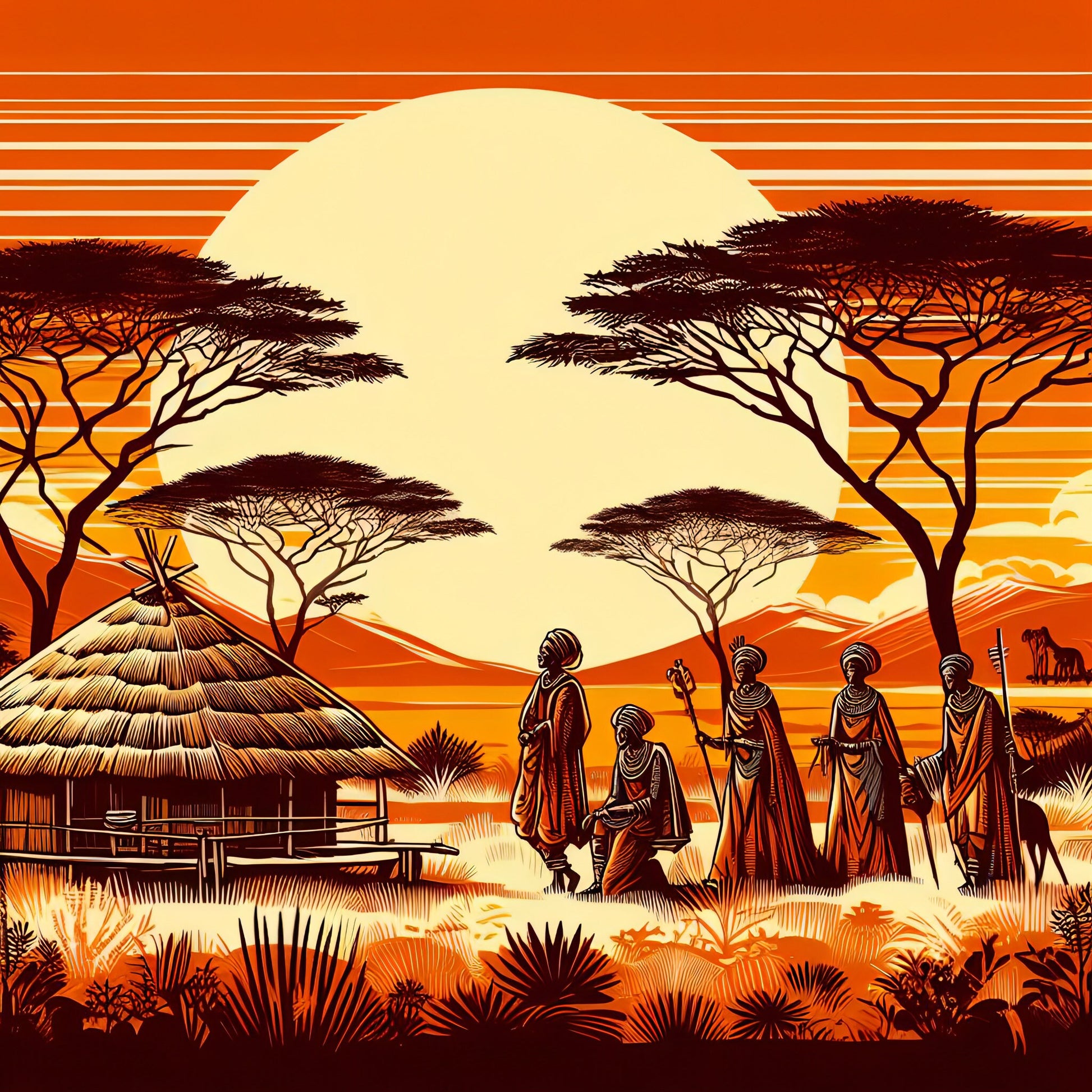 African Tribe - Decoupage Paper for Furniture - Rice Paper Decoupage - Large Decoupage Paper - Sun