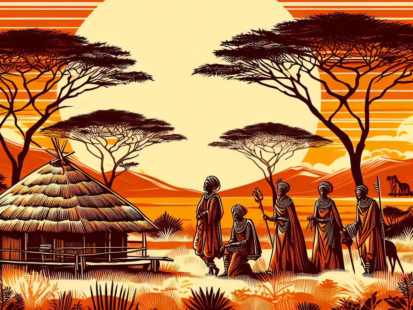 African Tribe - Decoupage Paper for Furniture - Rice Paper Decoupage - Large Decoupage Paper - Sun
